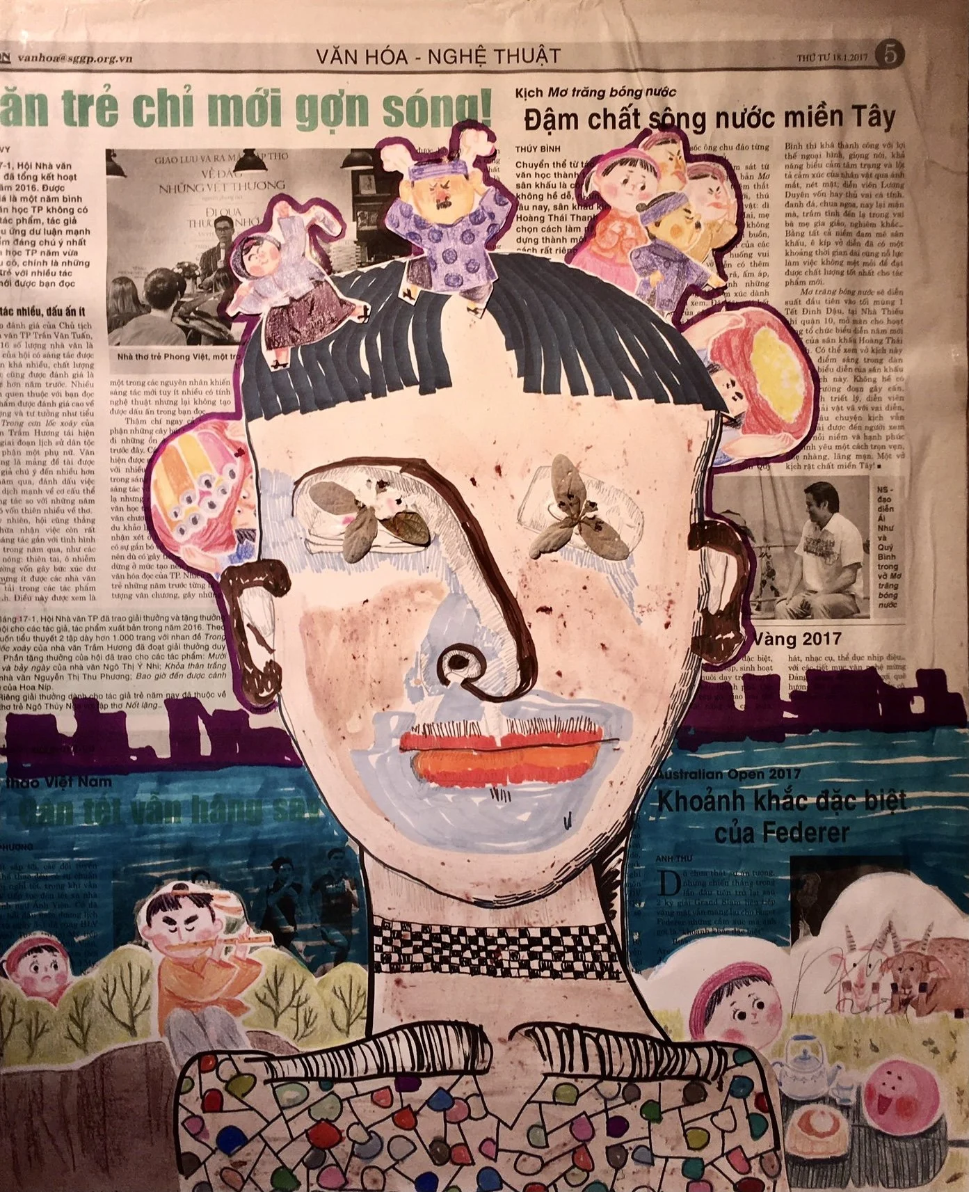 Narrative 1 (2021). Mixed media on paper. 40 x 50 cm