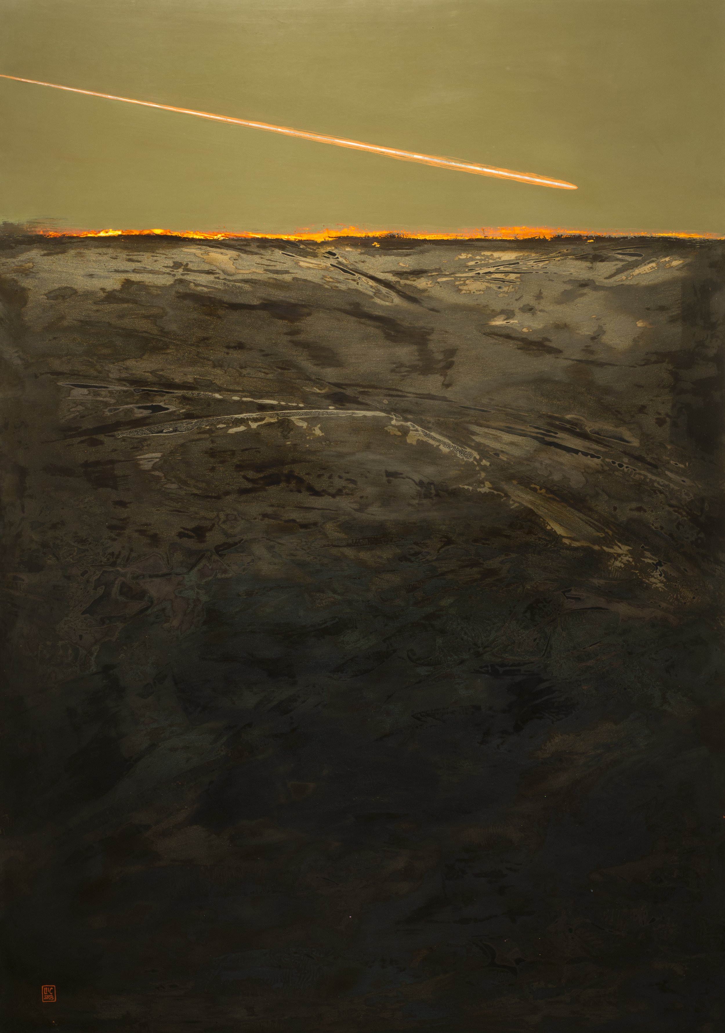 Khởi nguyên 9. 120x80cm. sơn mài trên vóc gỗ. 2025.JPG