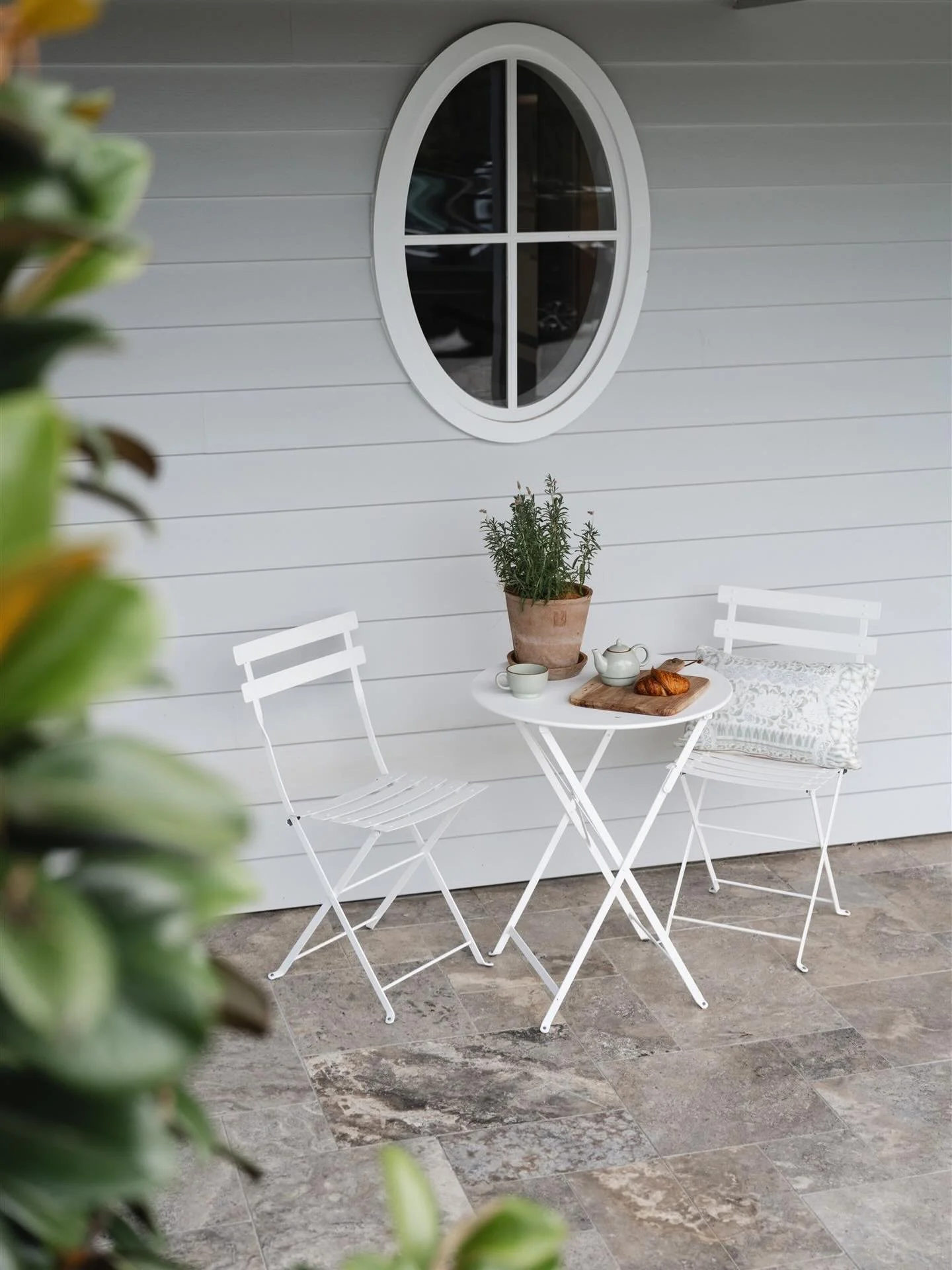 Sundays are for art de vivre 🤍

Lingering a little longer, savouring the moment, and finding joy exactly where you are. 

We&rsquo;re loving this quiet moment featuring the iconic @fermob bistro set with french lay silver travertine underfoot beneat