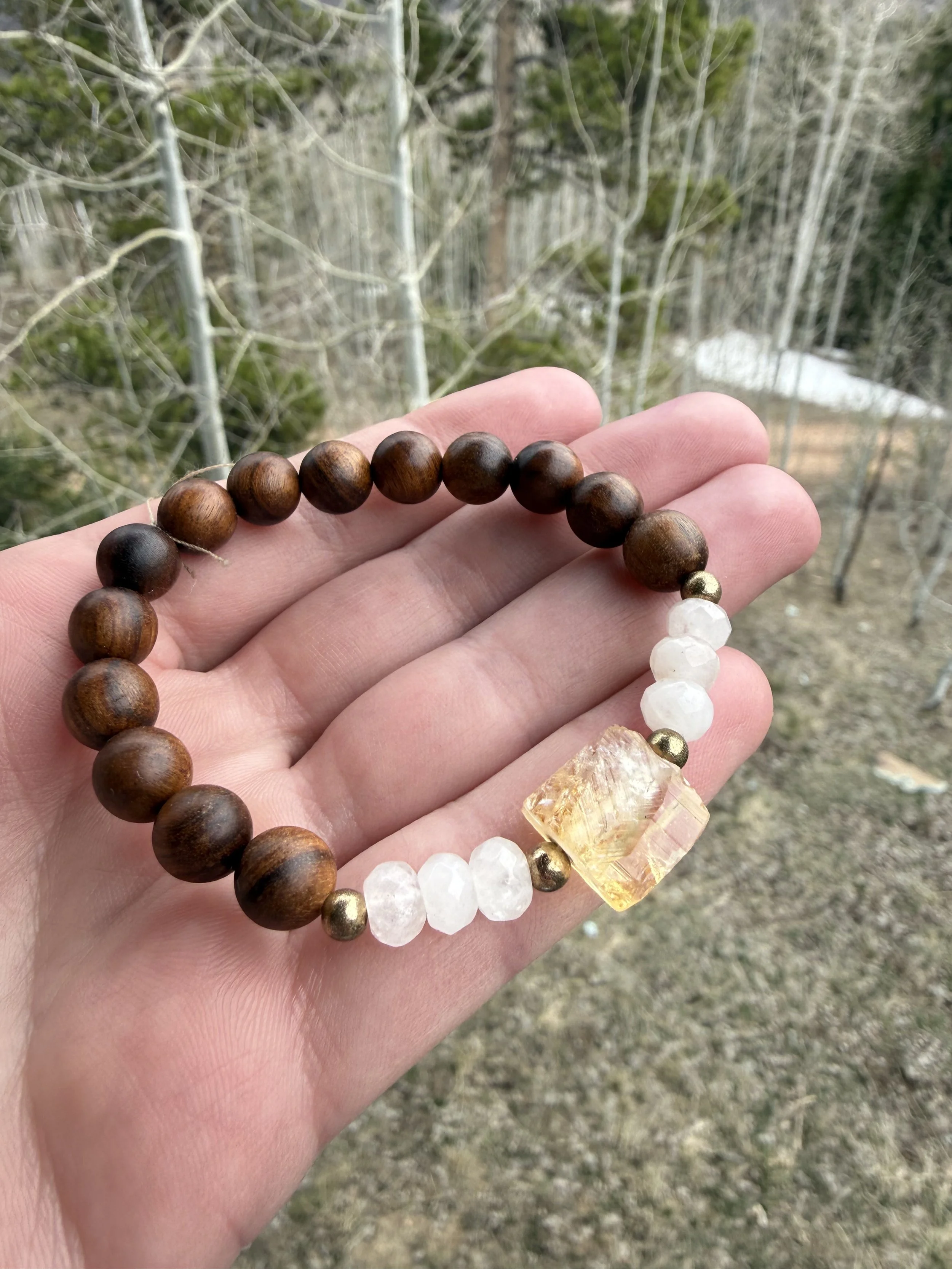 Citrine and Quartz Hardwood bracelet