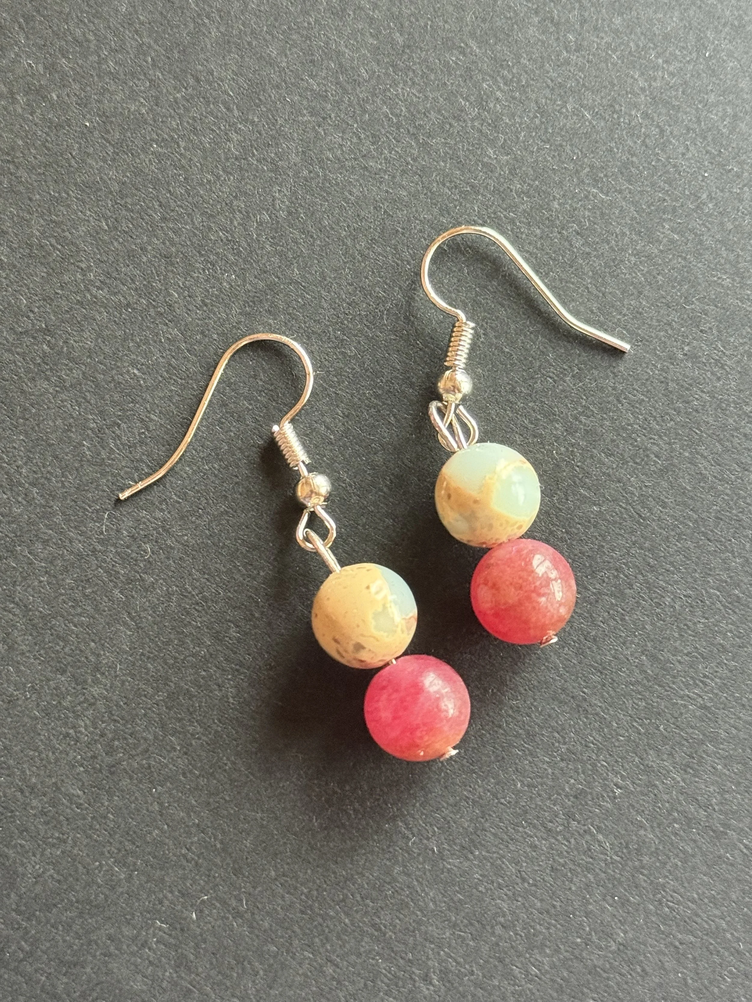 Jasper and Tourmaline Handmade  Earrings