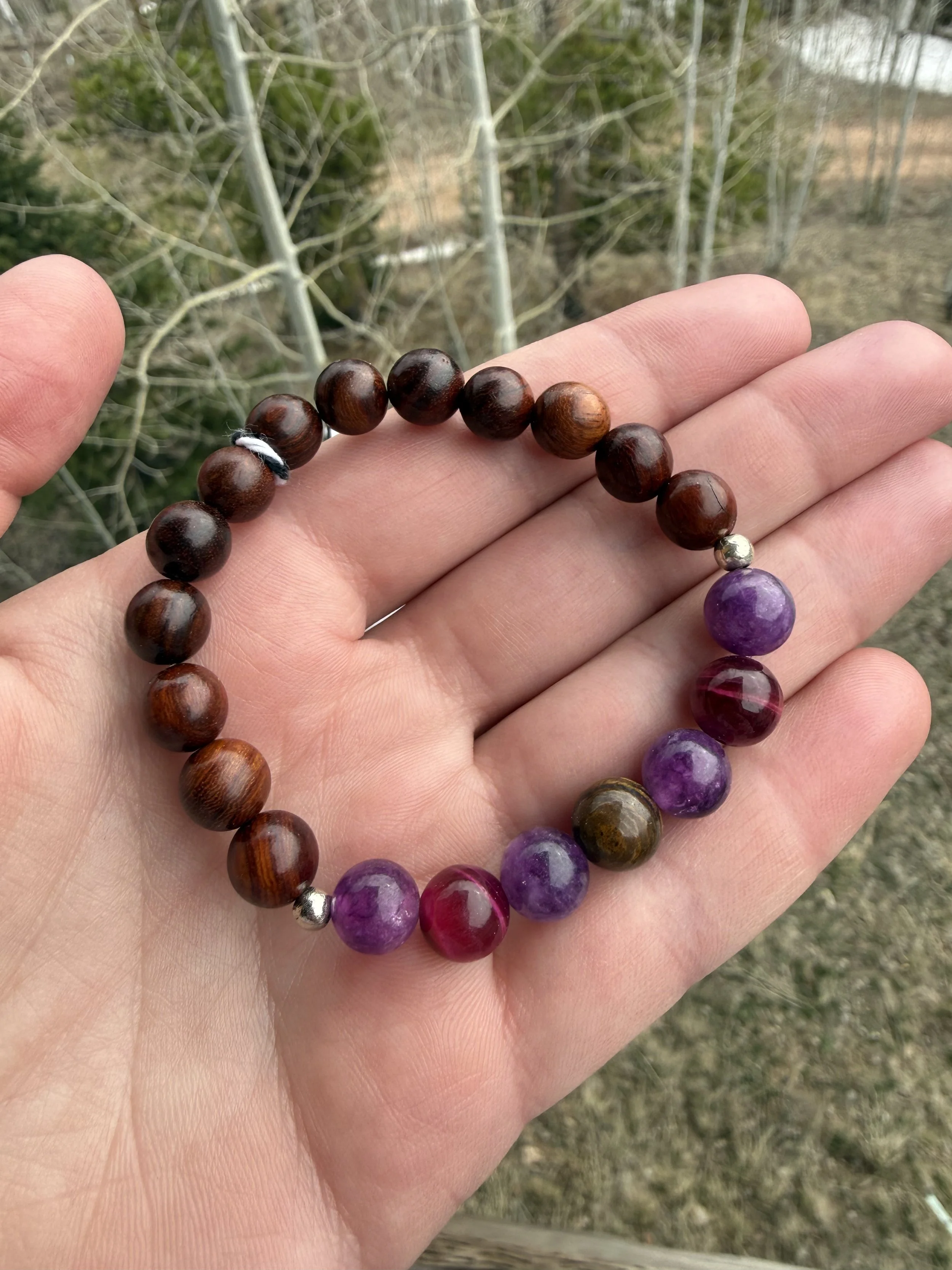 Amethyst and Tiger's Eye Hardwood bracelet