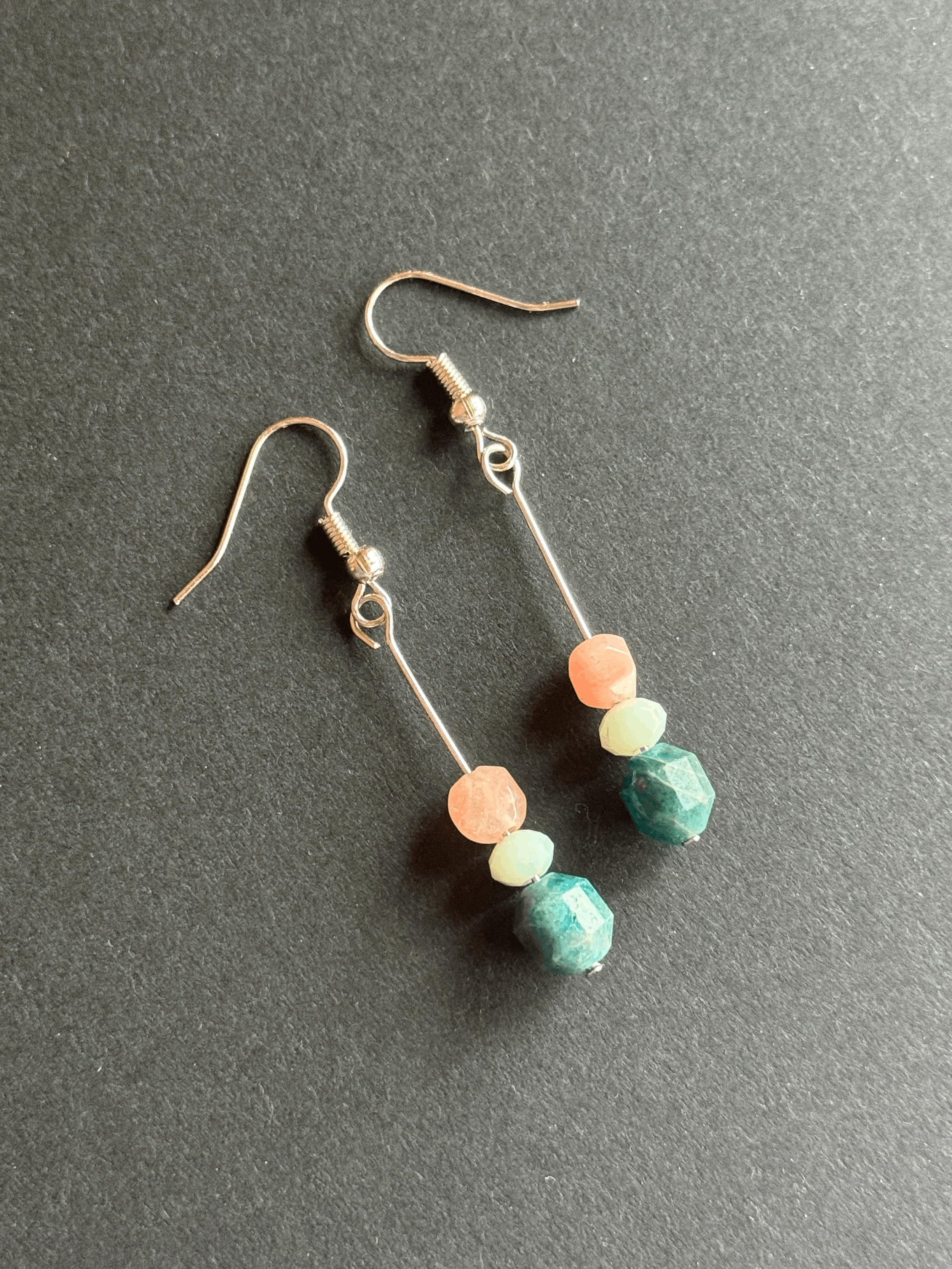 Quartz and Blue Apatite Handmade Earrings