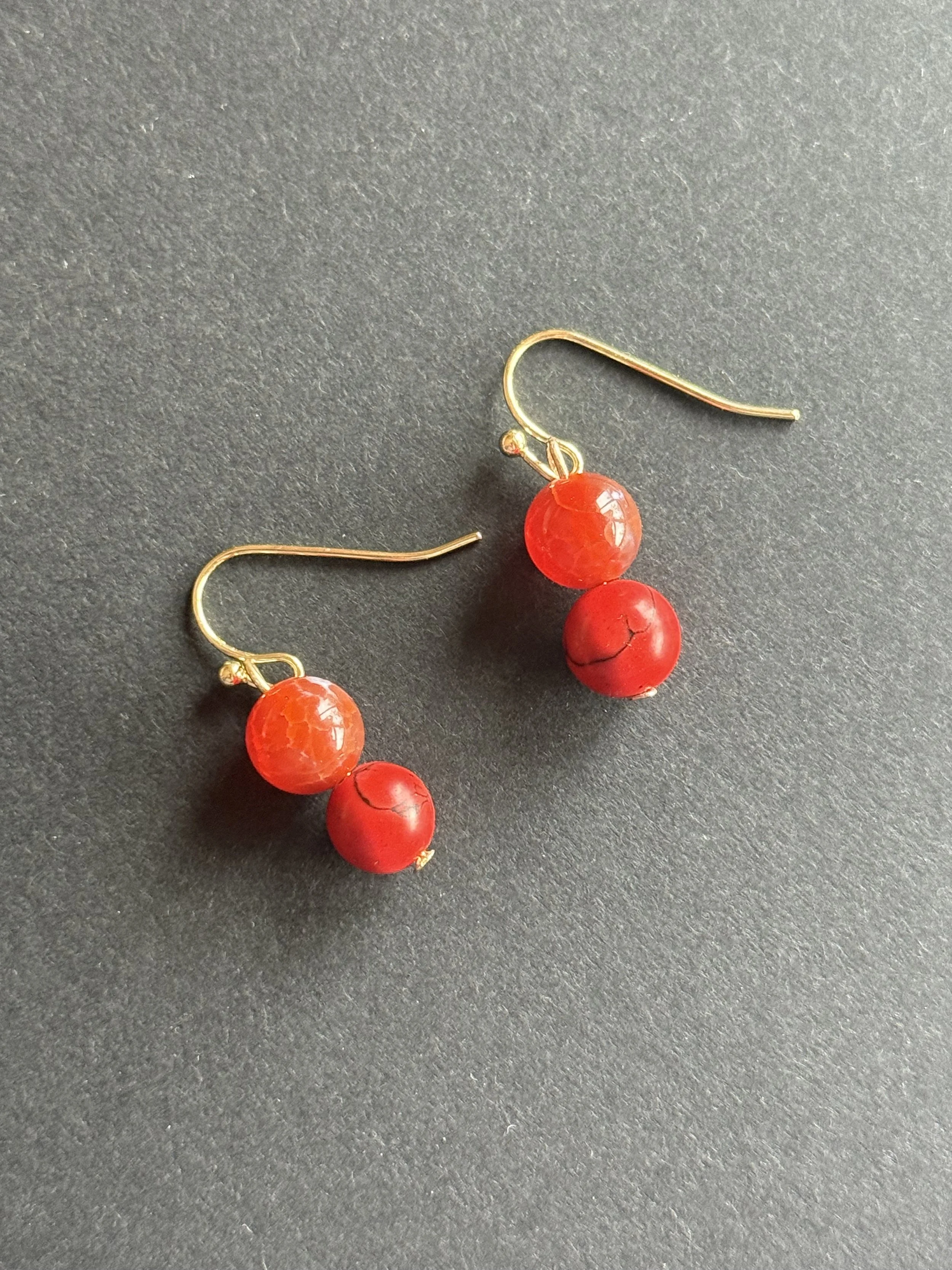 Red Agates Handmade Earrings