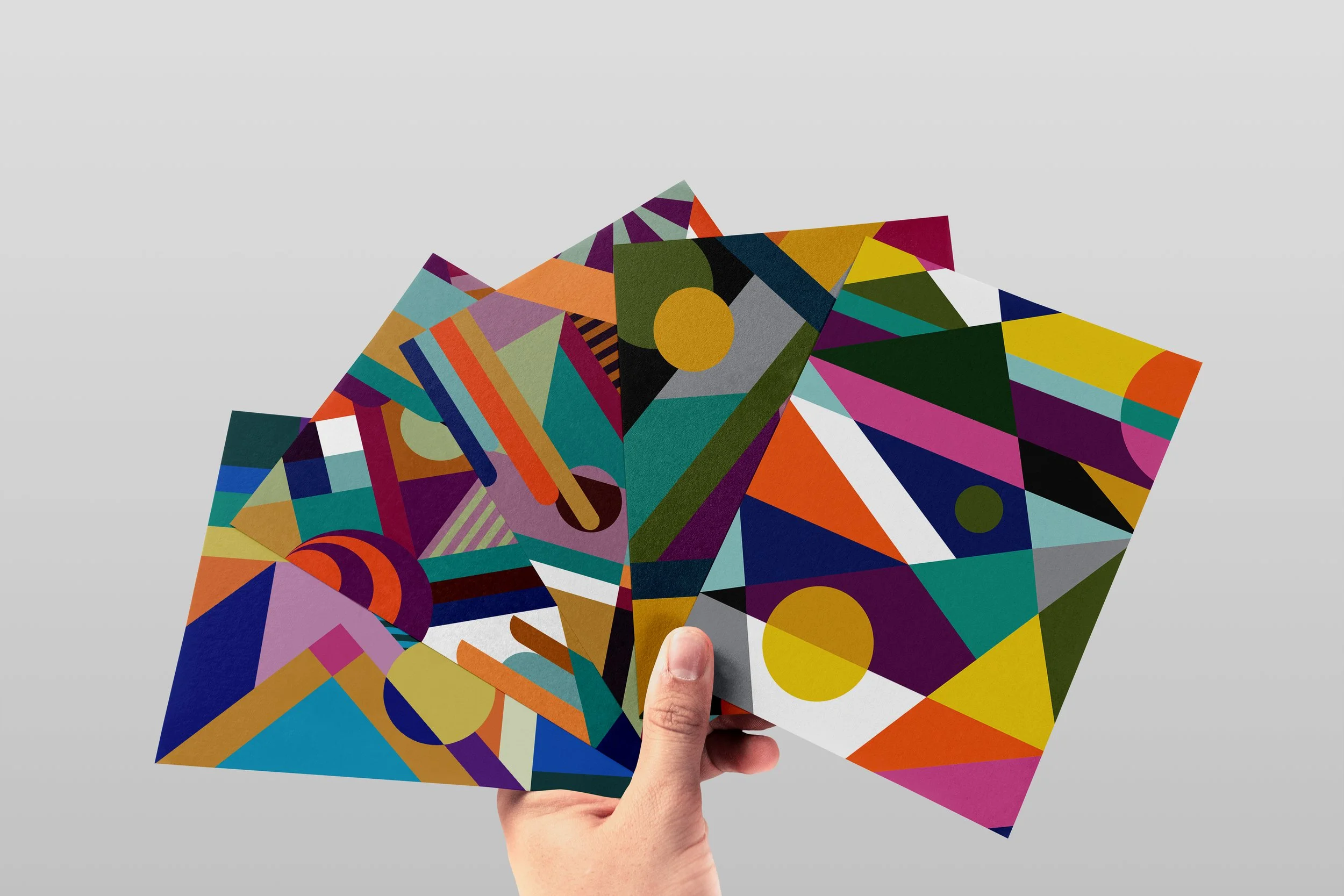 Vibrant Geometric "Blank" Cards - Pack of 5