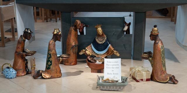 Nativity scene under main altar