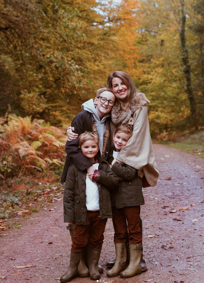 Lauren &amp; boys in woods