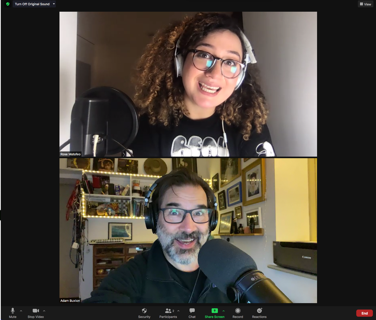 Rose Matafeo and Adam on Zoom, 18th February, 2021