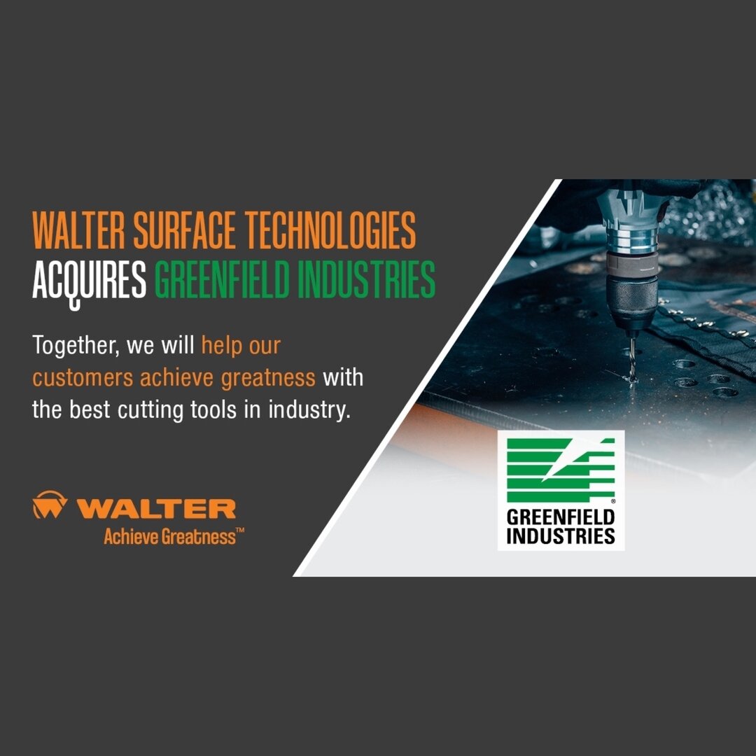 🎉 Here we grow again:  @Greenfield Industries Inc has been acquired by @Waltersurfacetech 🚀⁣
We believe that by joining forces, we will accelerate our pace of innovation, foster collaboration, and continue to help YOU achieve greatness with effecti