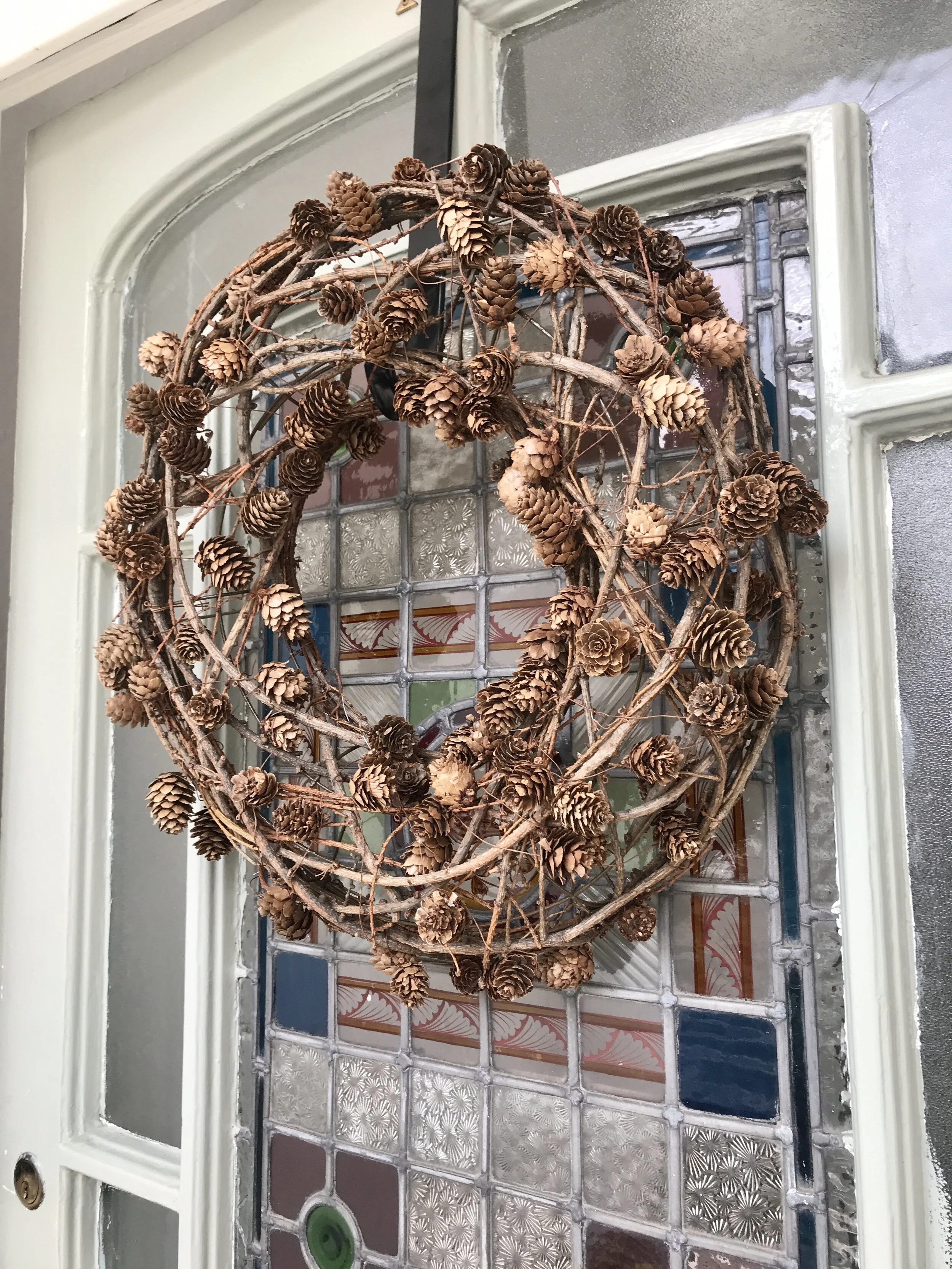 ev home natural twig and pinecone wreath