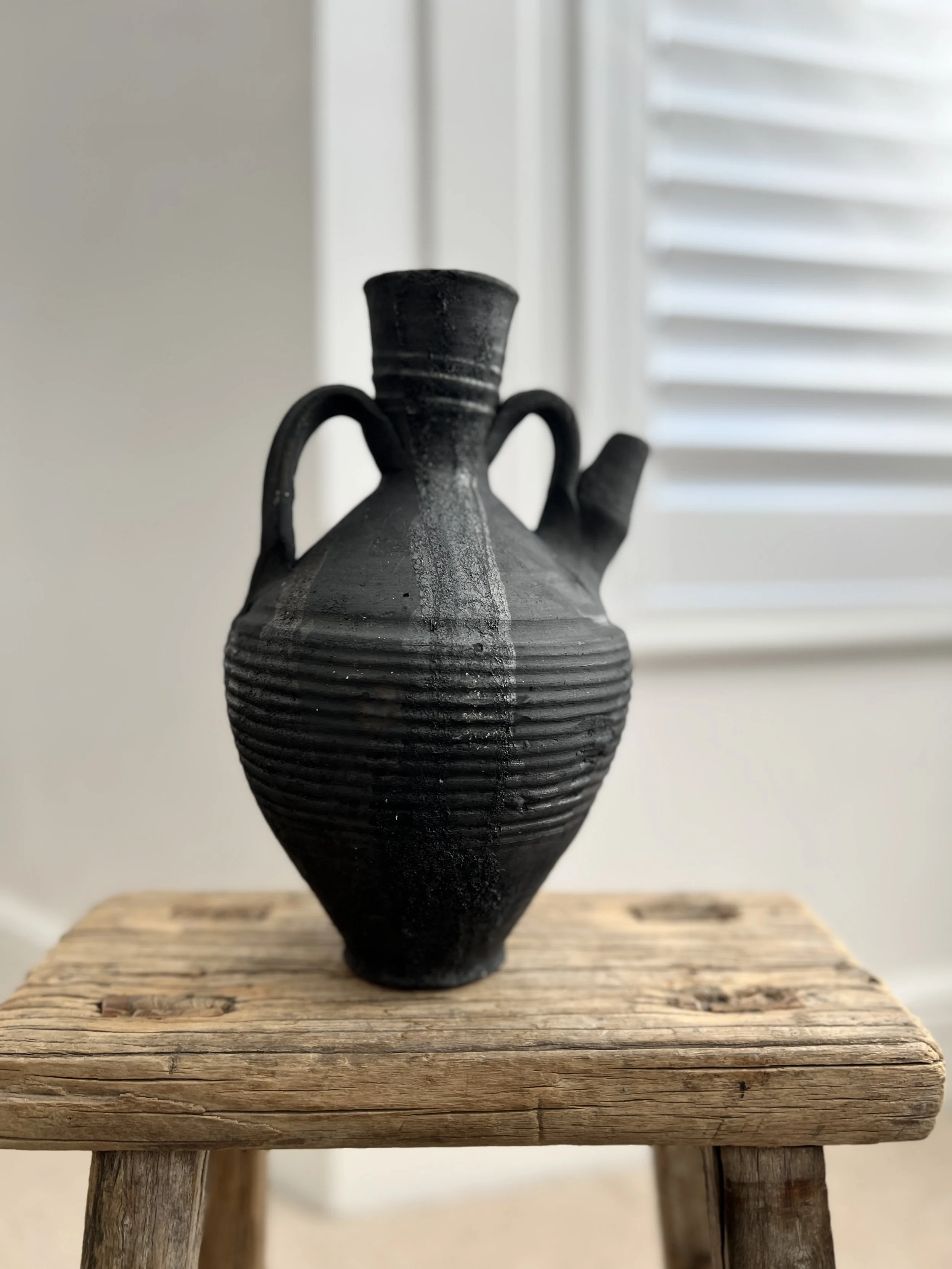 Rustic Textured Black Jug