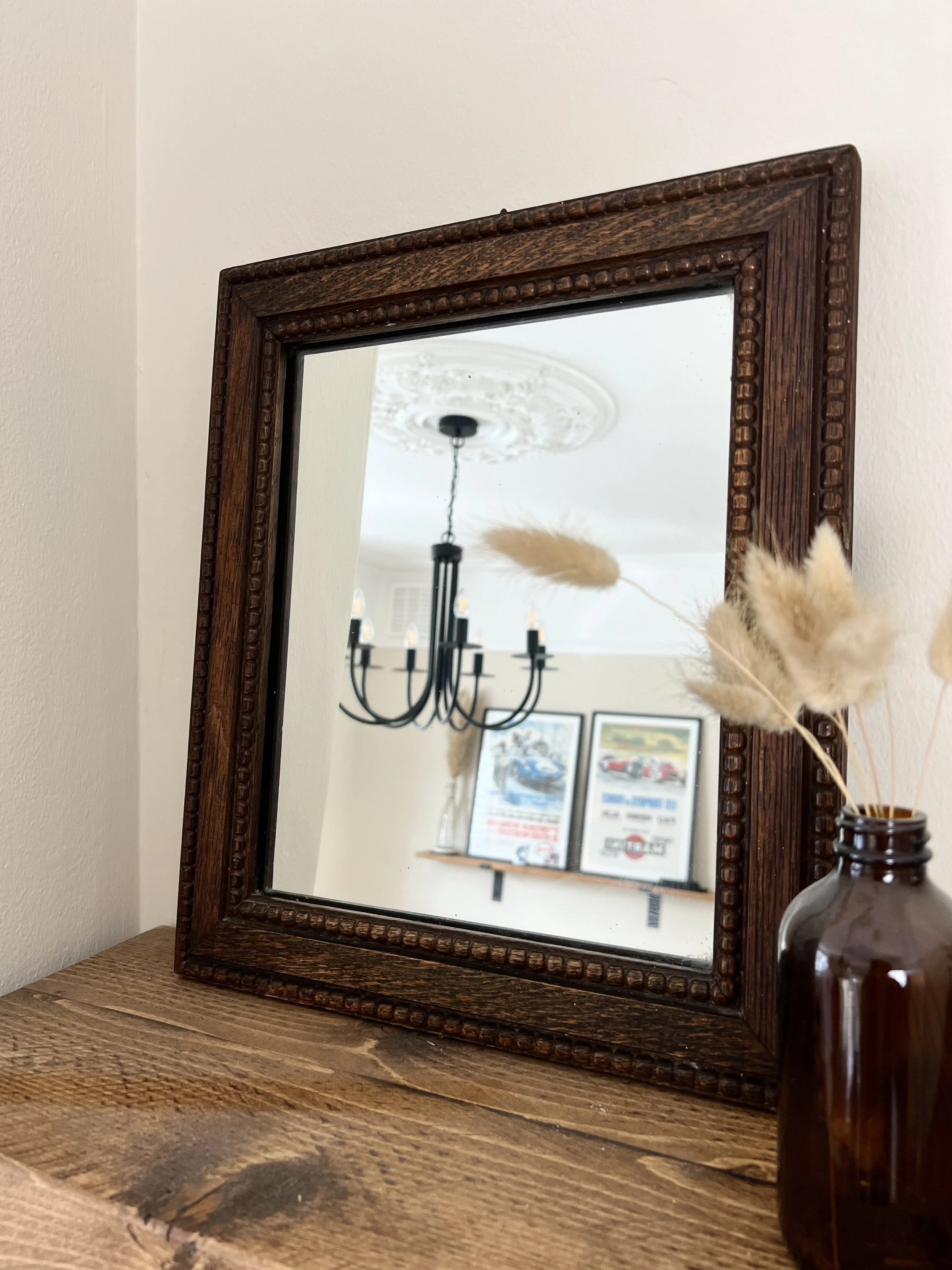 Vintage Wooden Beaded Mirror