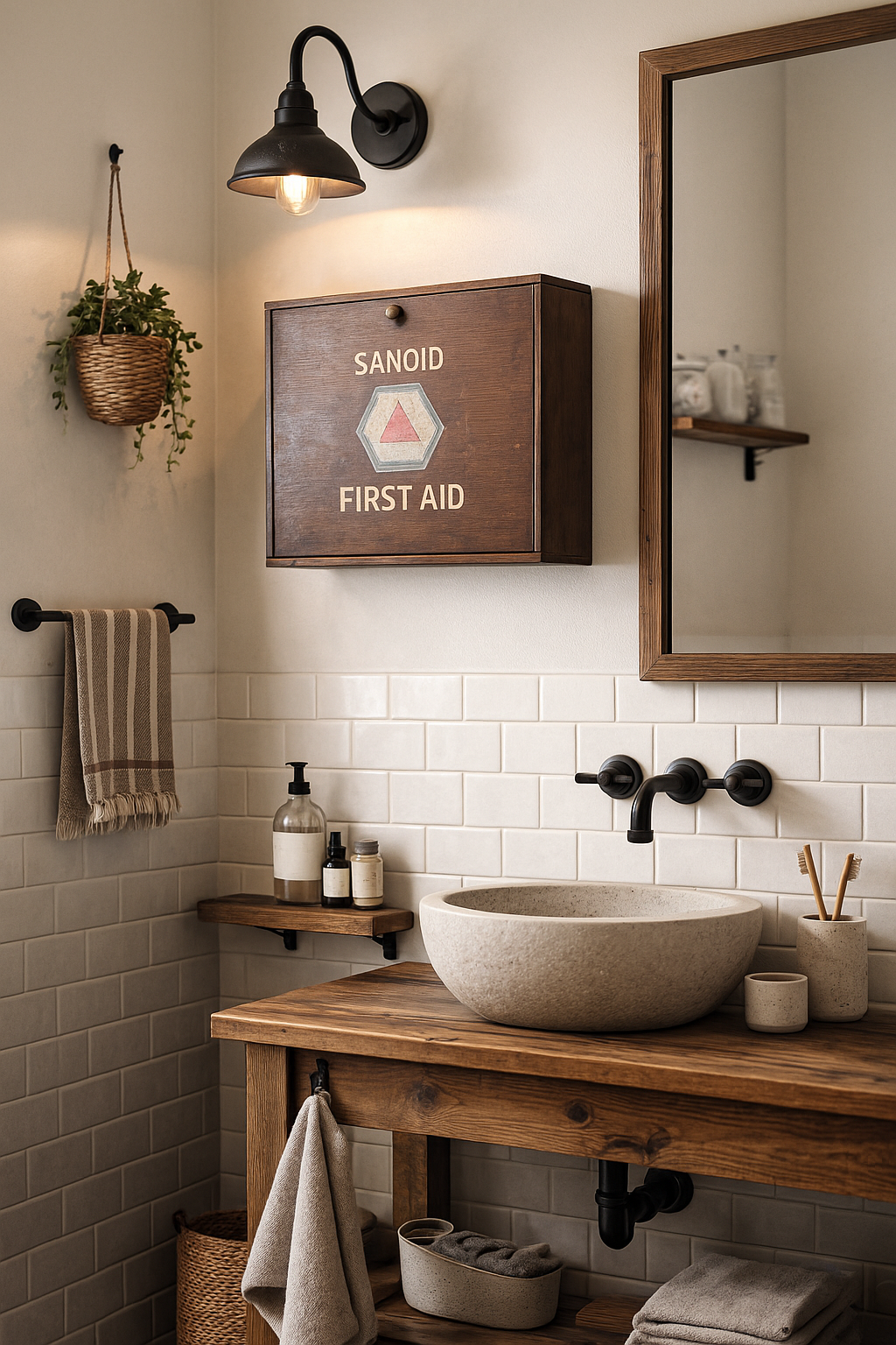 Large Vintage Sanoid First Aid Cabinet