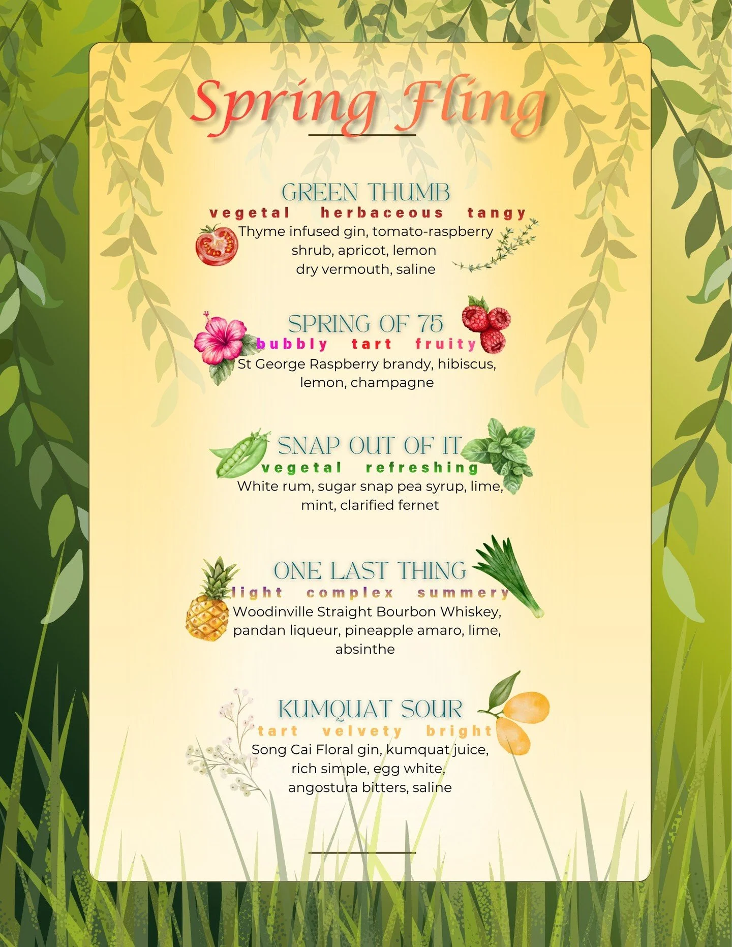The May menu is out now!!!! We put together some cocktails that remind us a little bit of the start of the farmers market season. With any luck we get some good weather soon &amp; you can enjoy your favorite cocktail out on the patio!!!!
