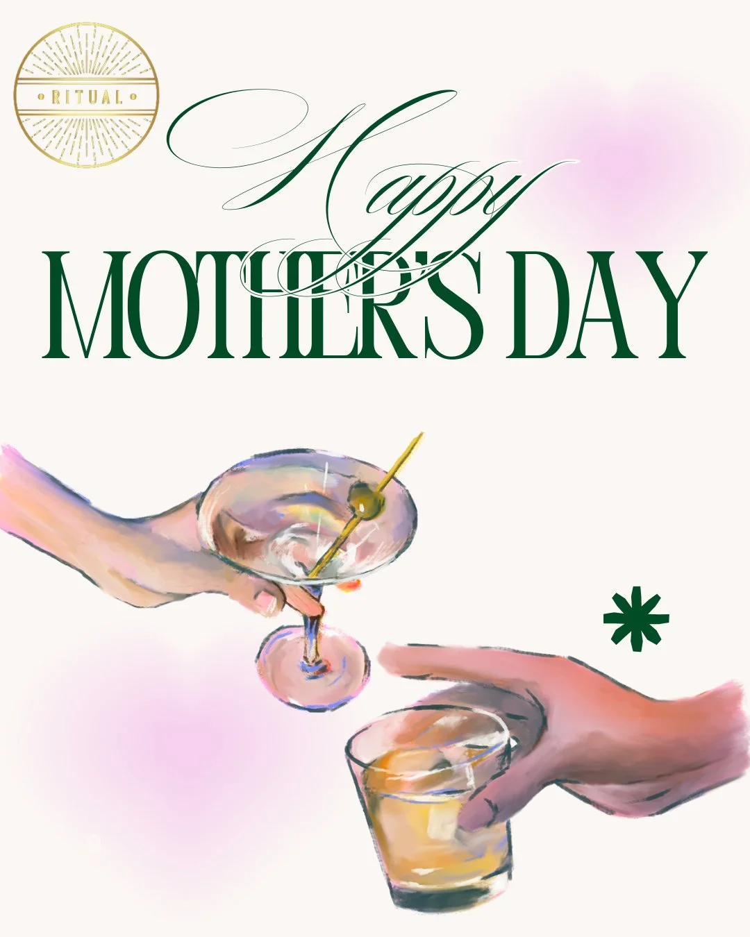We would like to wish all of the Mom's out there a very Happy Mother's Day!  Hopefully each and everyone of you gets pampered the way you should today! Cheers from all of us at Ritual!