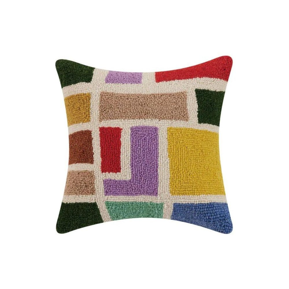 Colorful hooked pillow