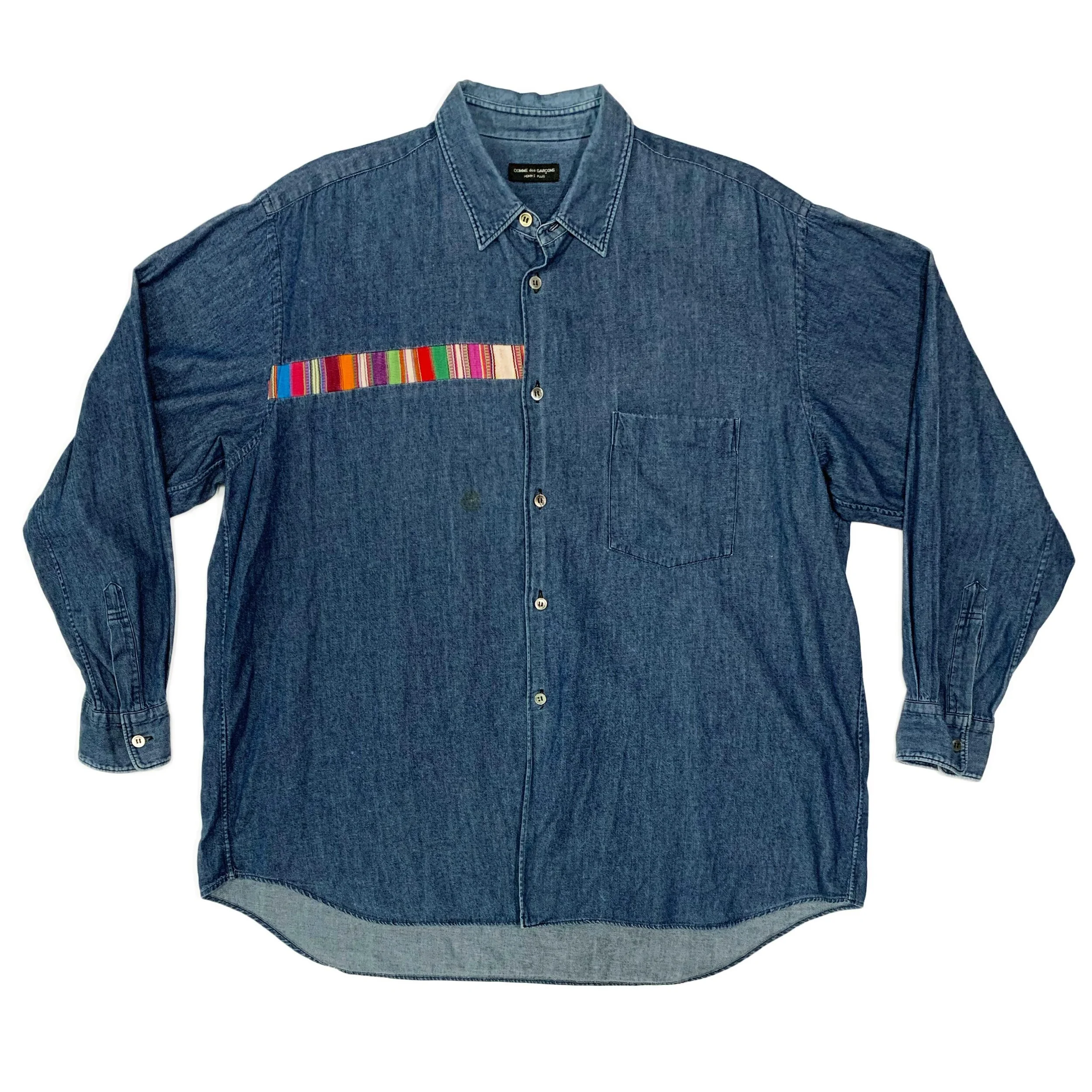 Denim Shirt with Colorful Panel