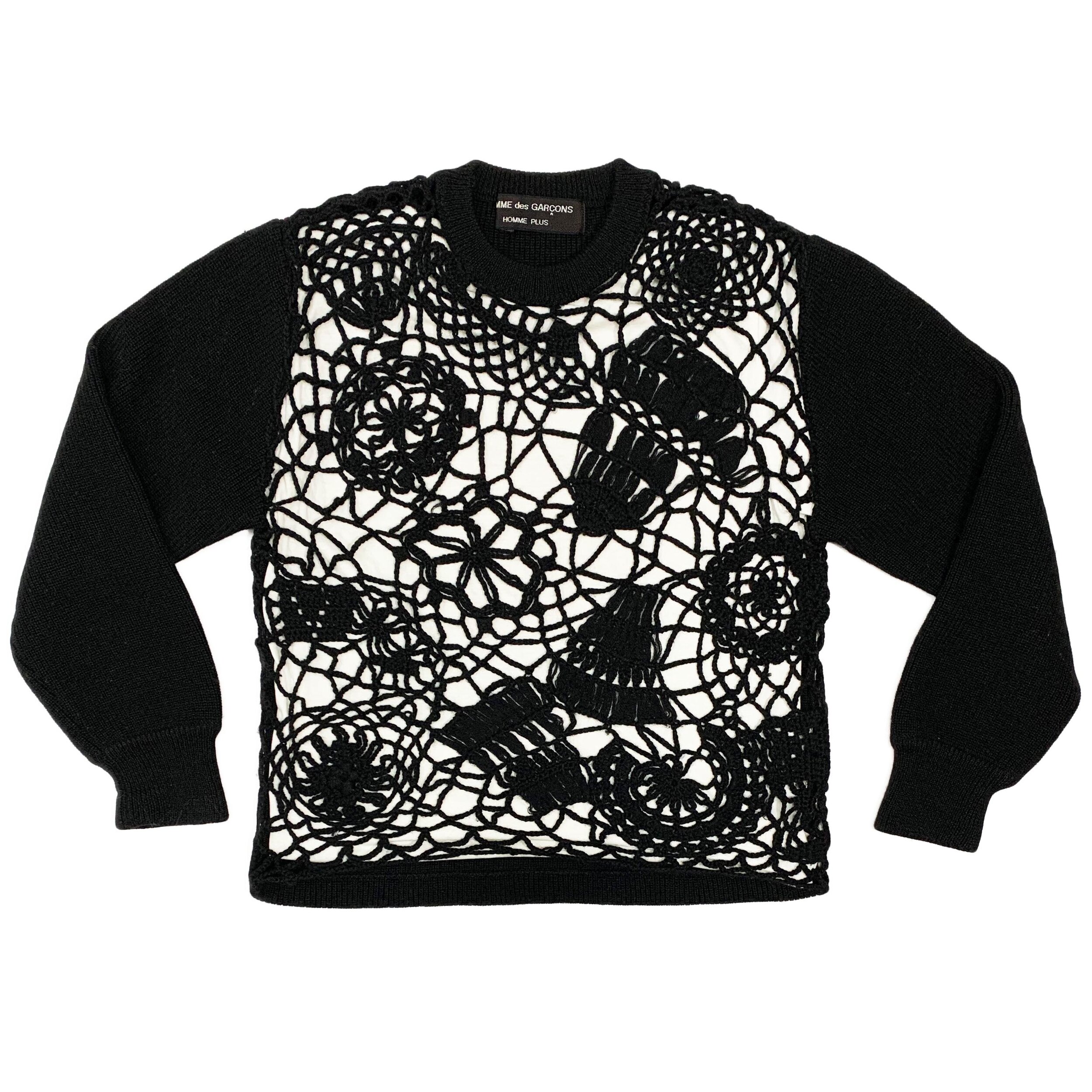 See-through Macramé Knit Wool Sweater