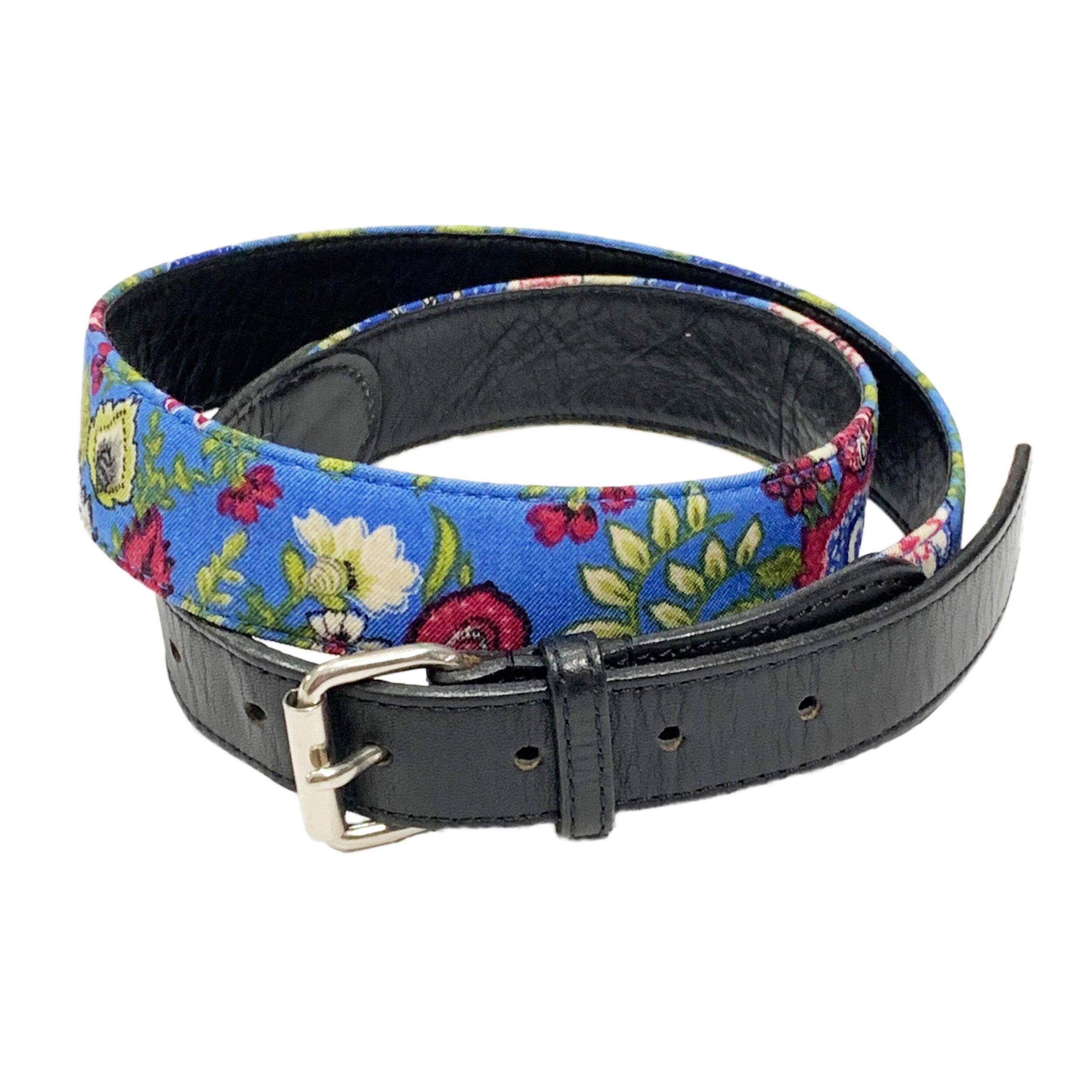 Floral-Jacquard Leather Belt