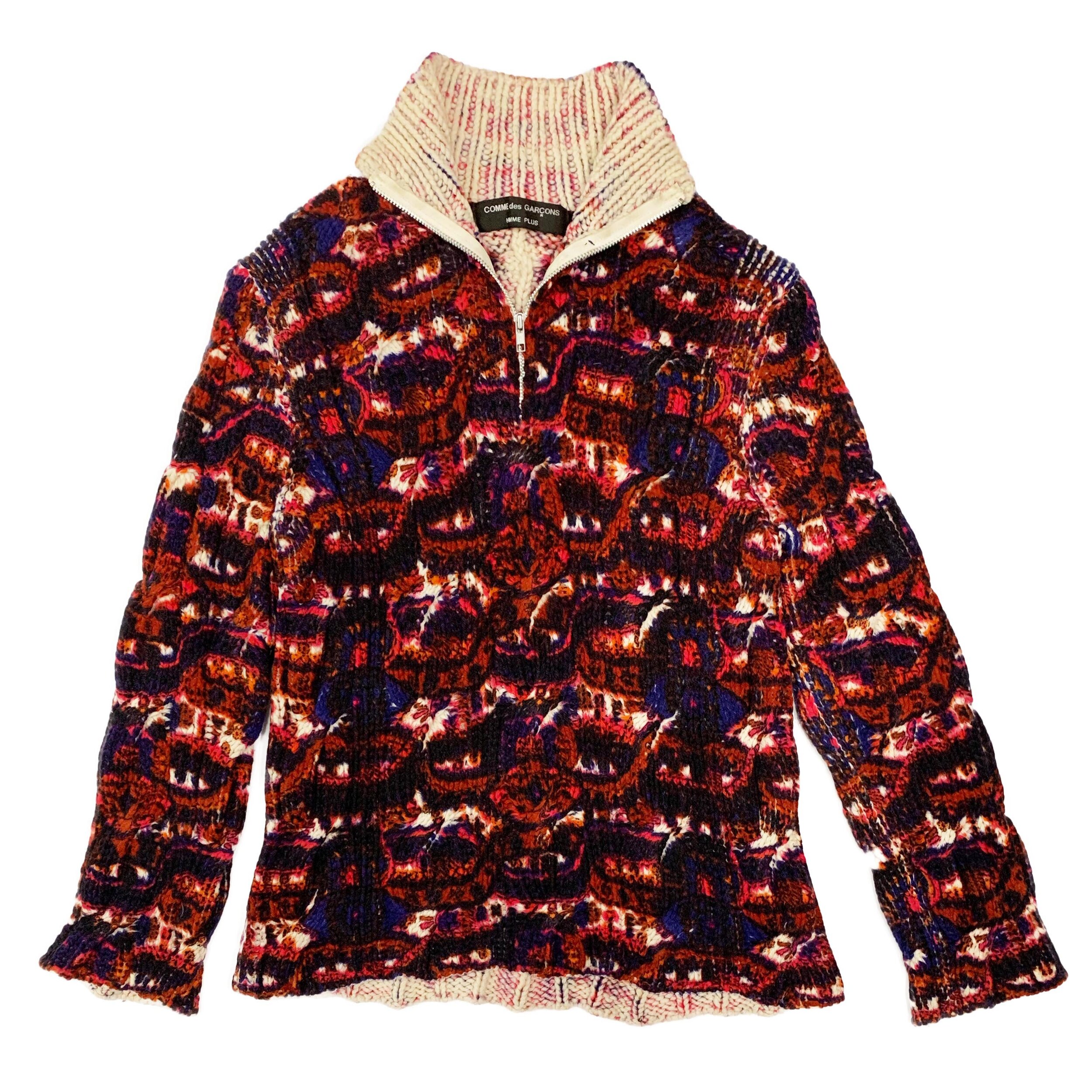 Psychedelic Cable Knit Wool Sweater