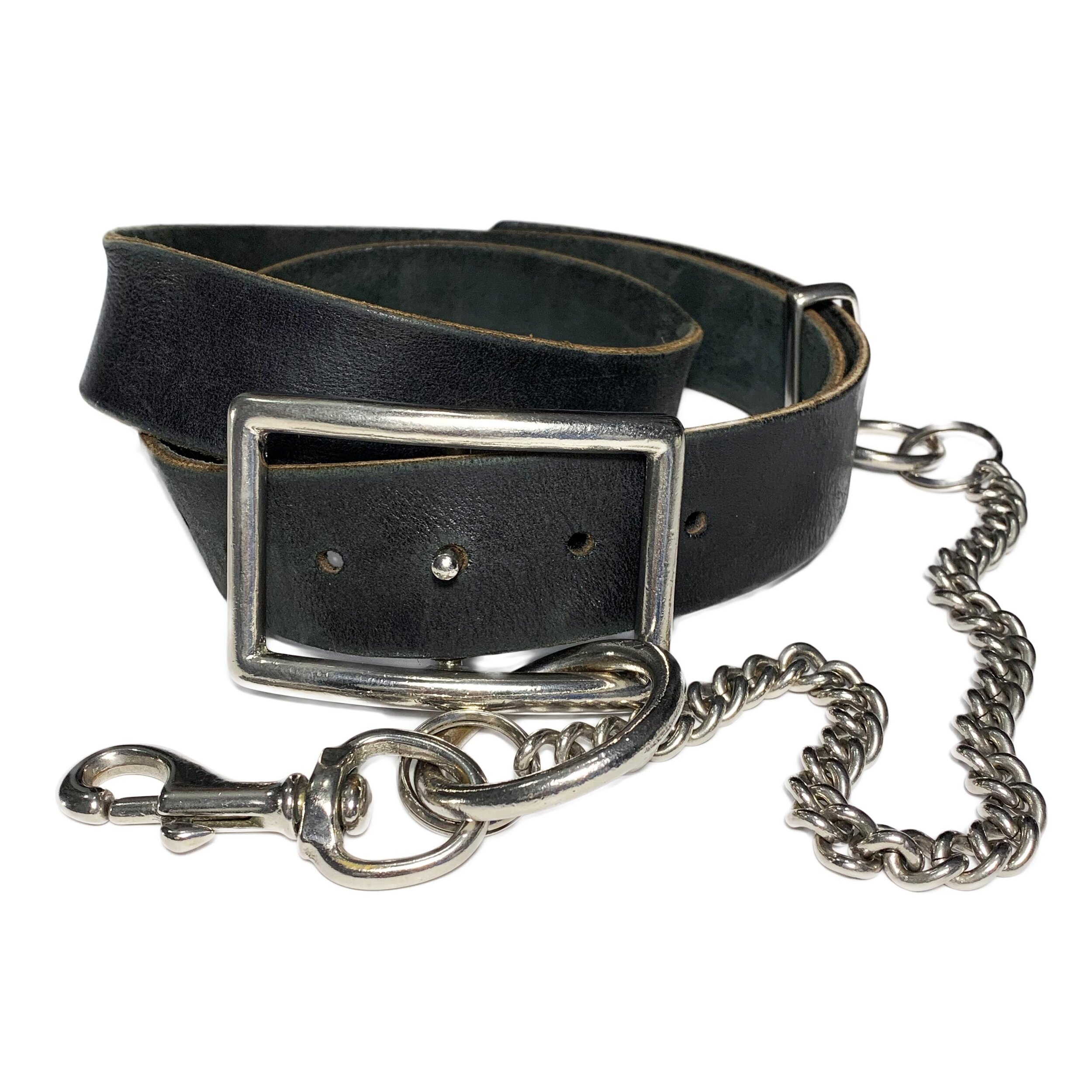 Massive Cowhide Leather Belt with Chain