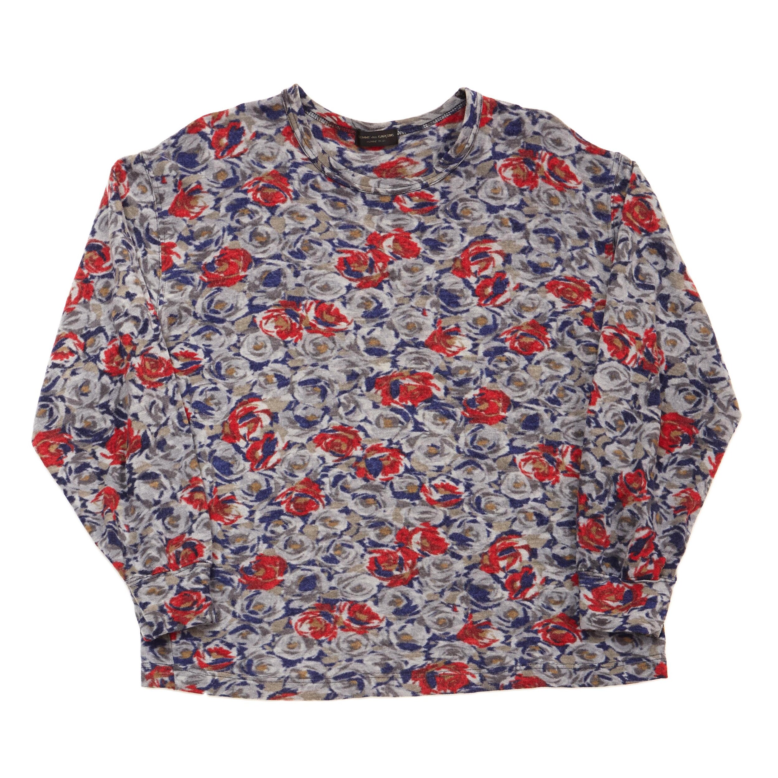 Floral-Print Long Sleeve Wool T-Shirt