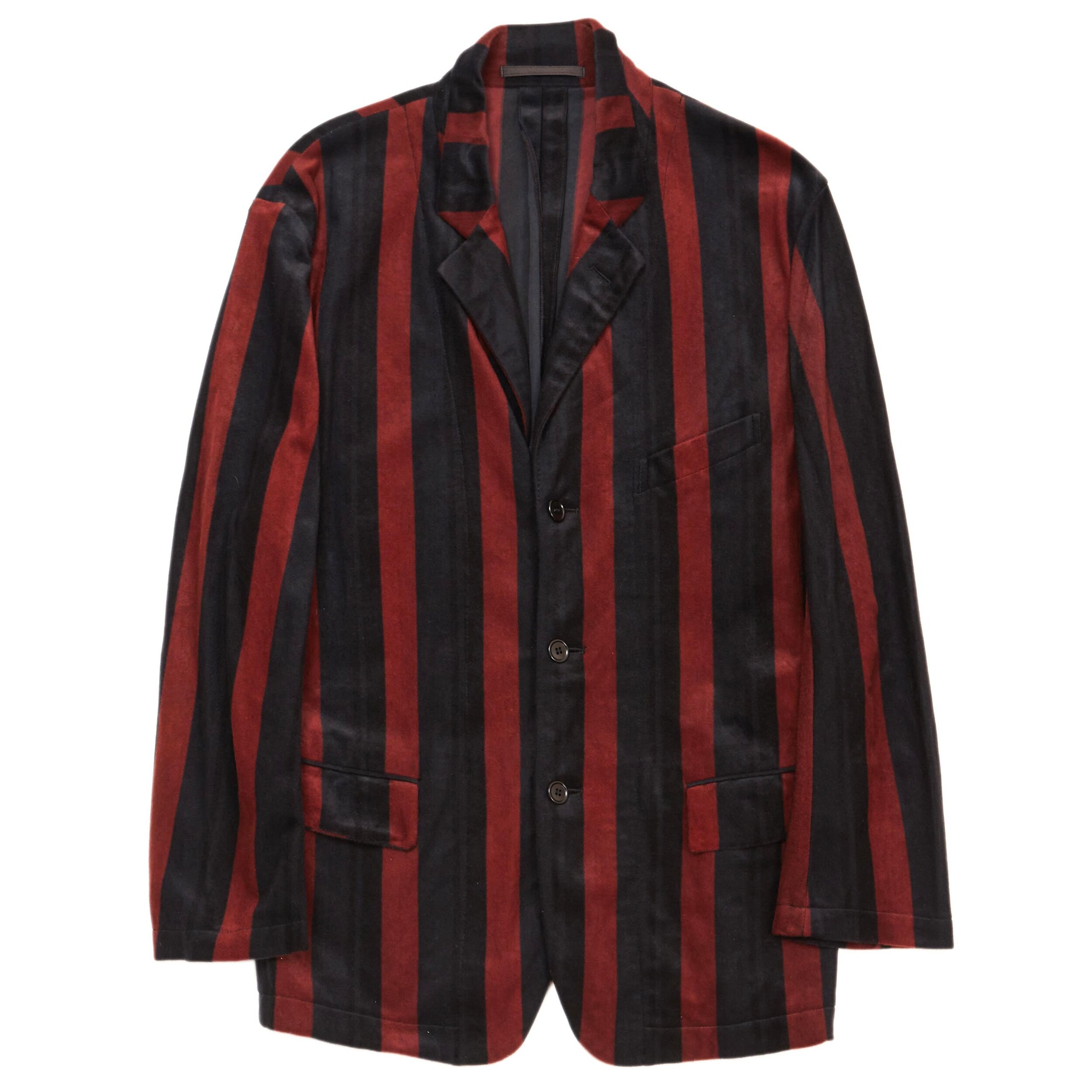 Deconstructed Striped Nylon Velour Blazer