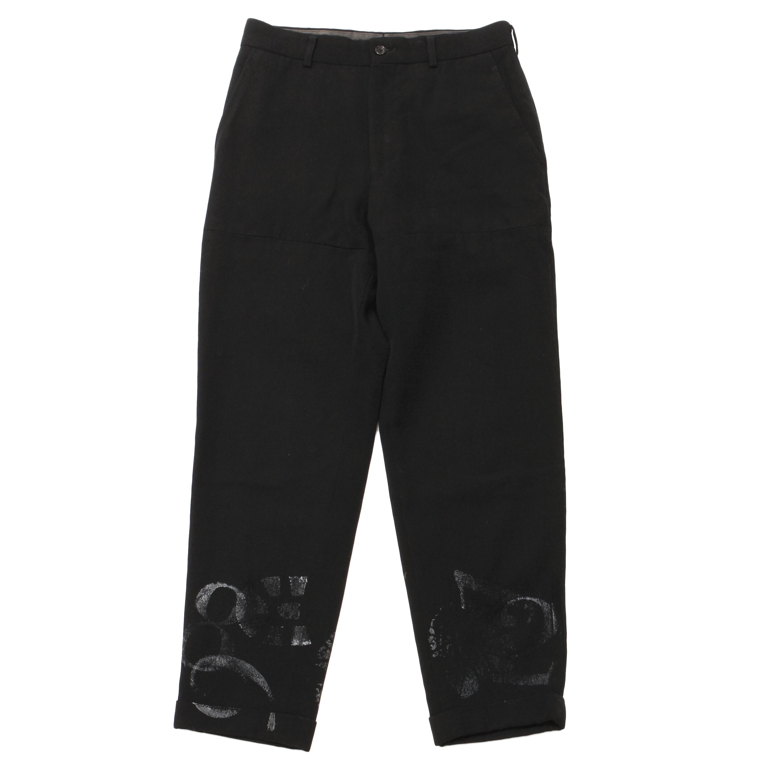 Number-Print Heavy Twill Wool Pants