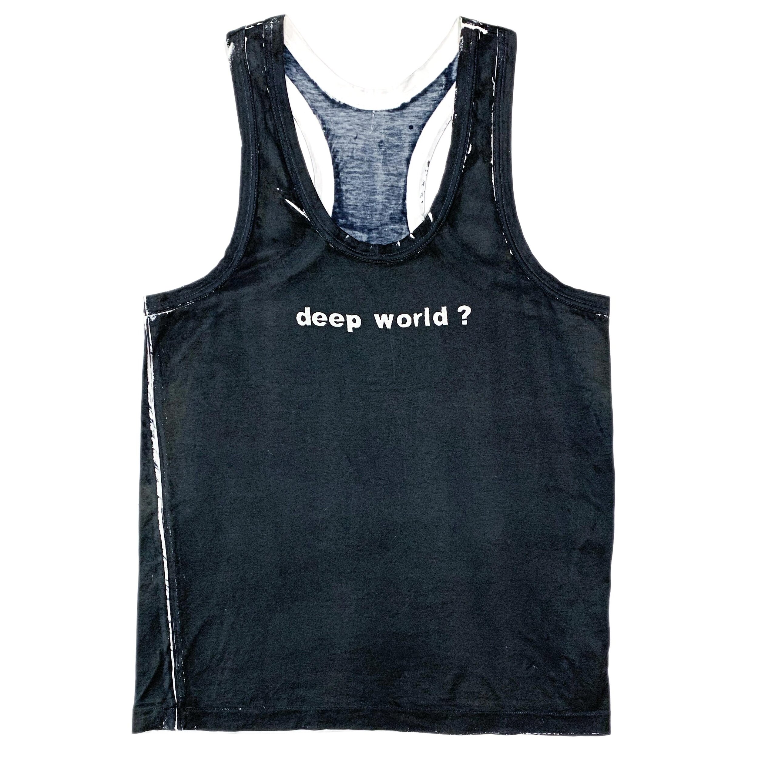 'deep world?' Dyed Cotton Tank Top