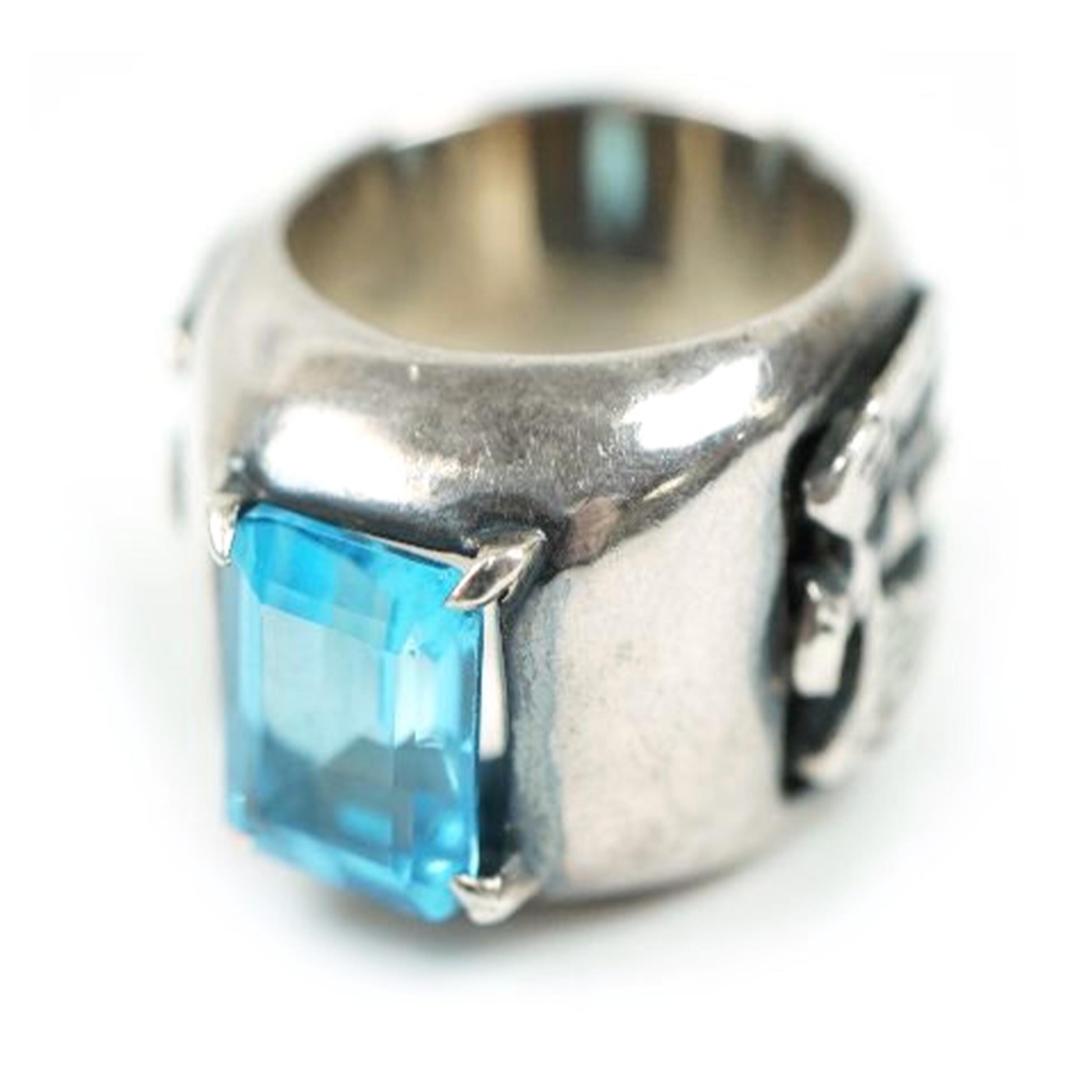 Heavy 950 Silver Blue Stone Angel/Demon 'Femto' Ring