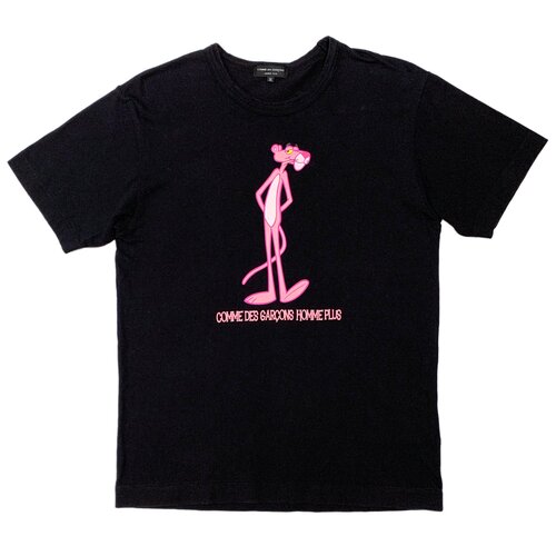 COMME des GARCONS HOMME PLUS SS 2005 Size M Pink Black Pink Panther Logo  Polyester / Acetate T-shirt