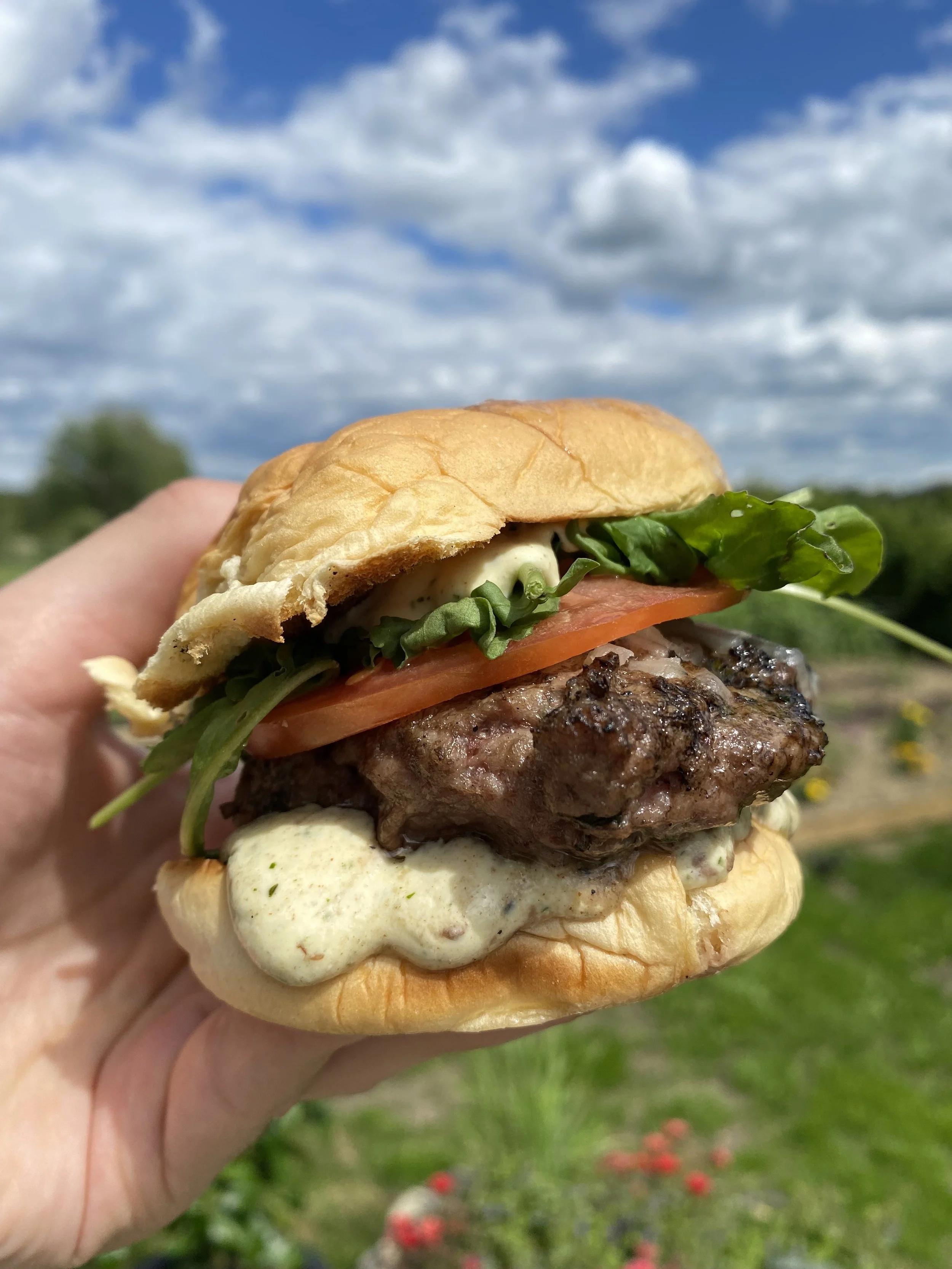 Lamb burger with feta and mustard sauce — DOM COOKS