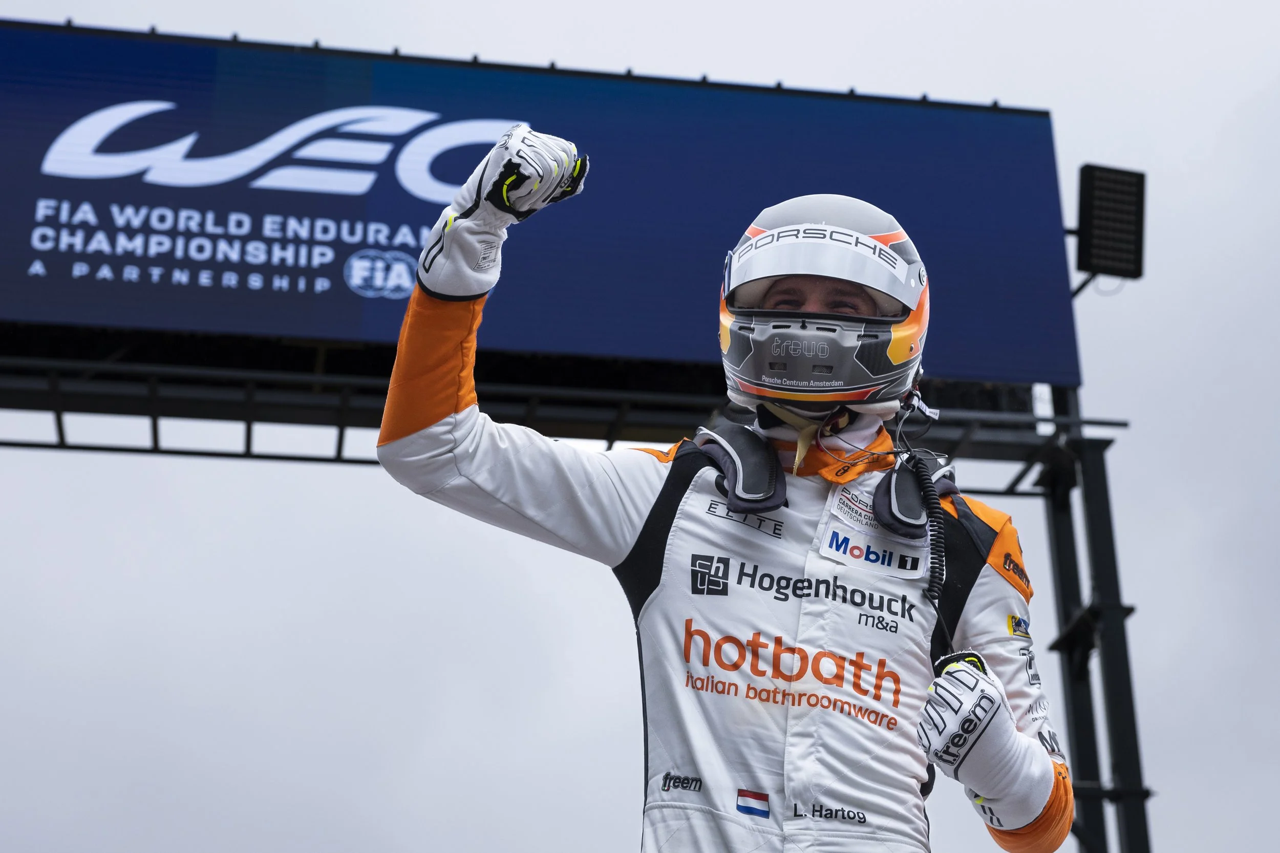 First Carrera Cup victory: Loek Hartog celebrates in the Ardennes