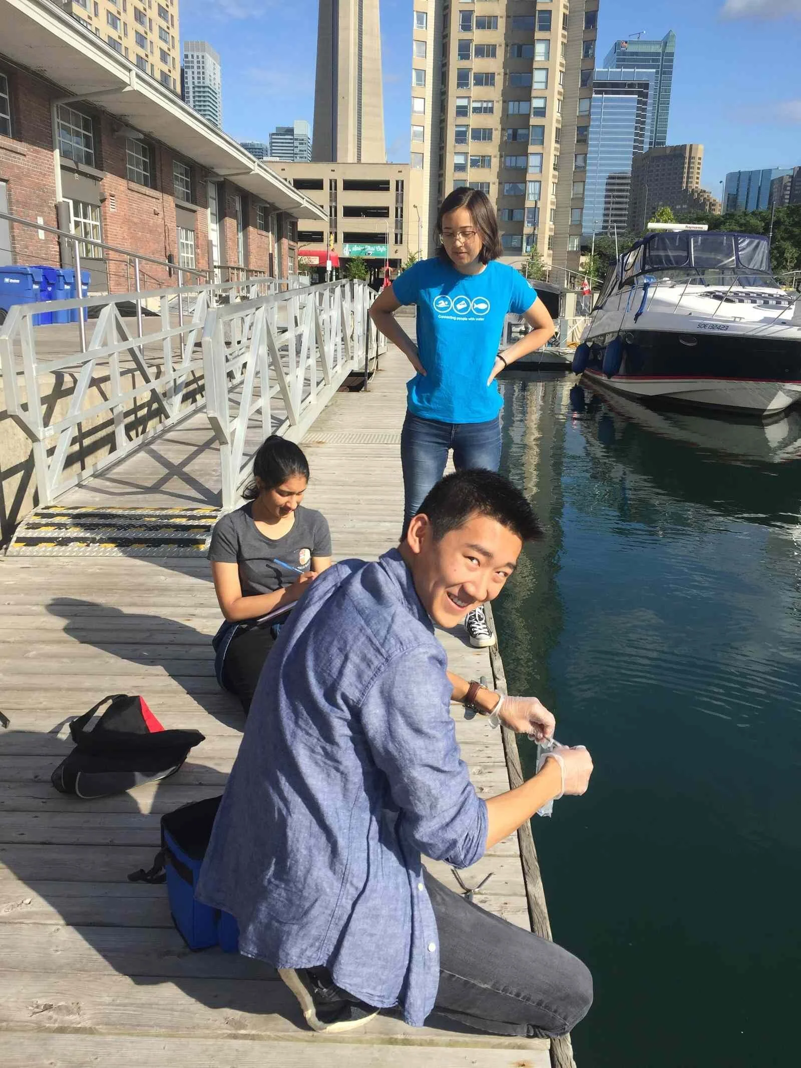 Citizen scientists collecting water samples for Swim Guide