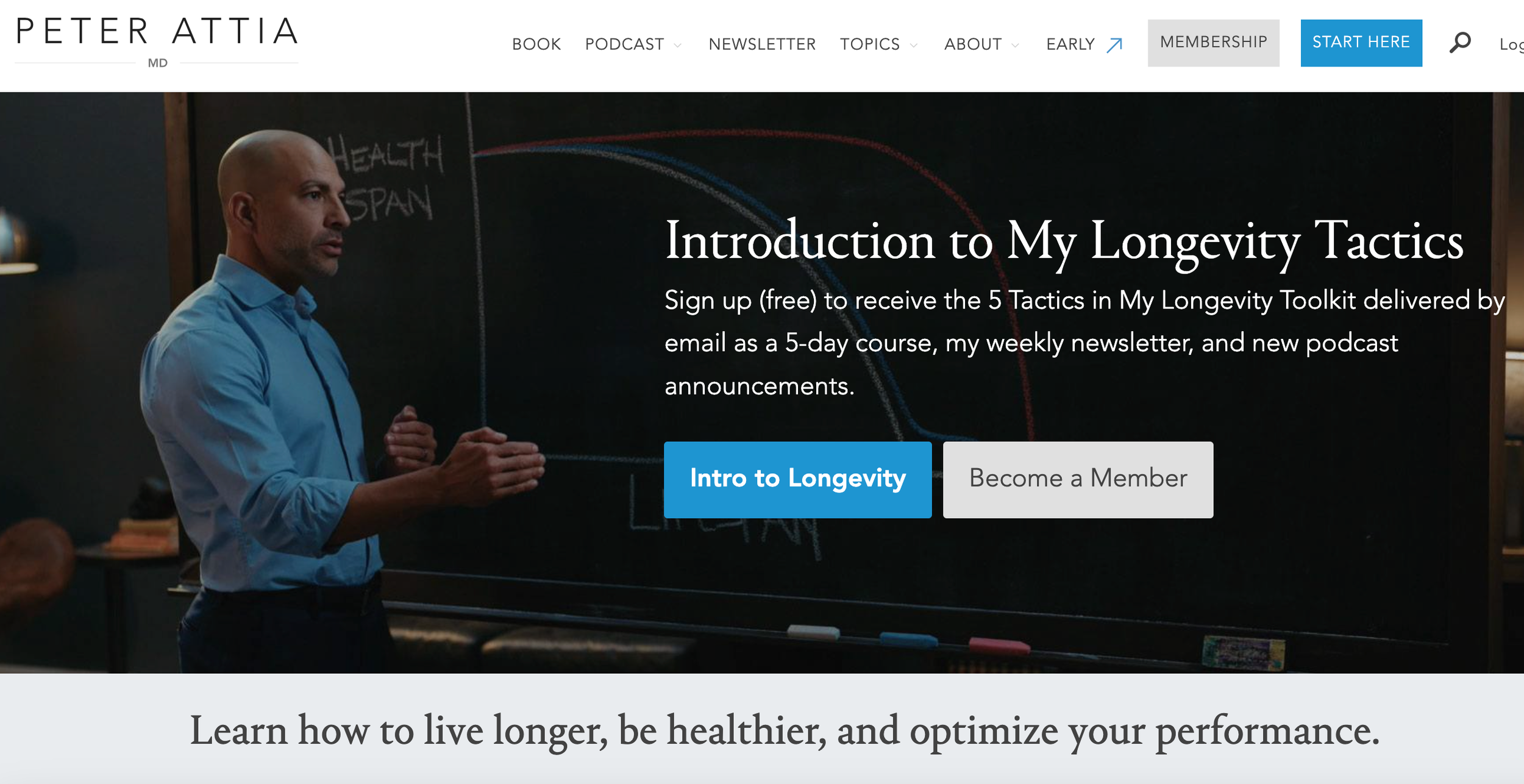 Peter Attia, MD, is the founder of Early Medical, a medical practice that applies the principles of Medicine 3.0 to patients with the goal of lengthening their lifespan and simultaneously improving their healthspan.

He is the host of The Drive, one 