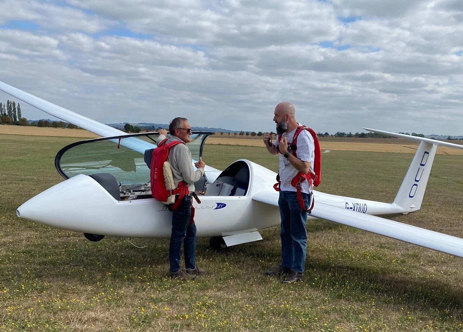Allan Wallace having taken a friend up for his first flight