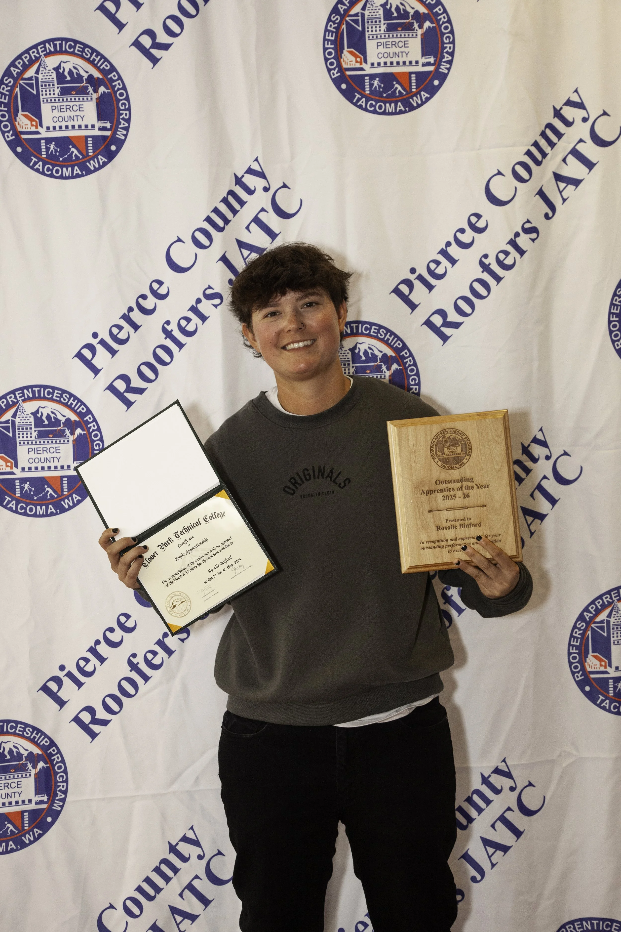 Pierece County Roofers Apprentice of the Year, 2026, Rosalie Binford