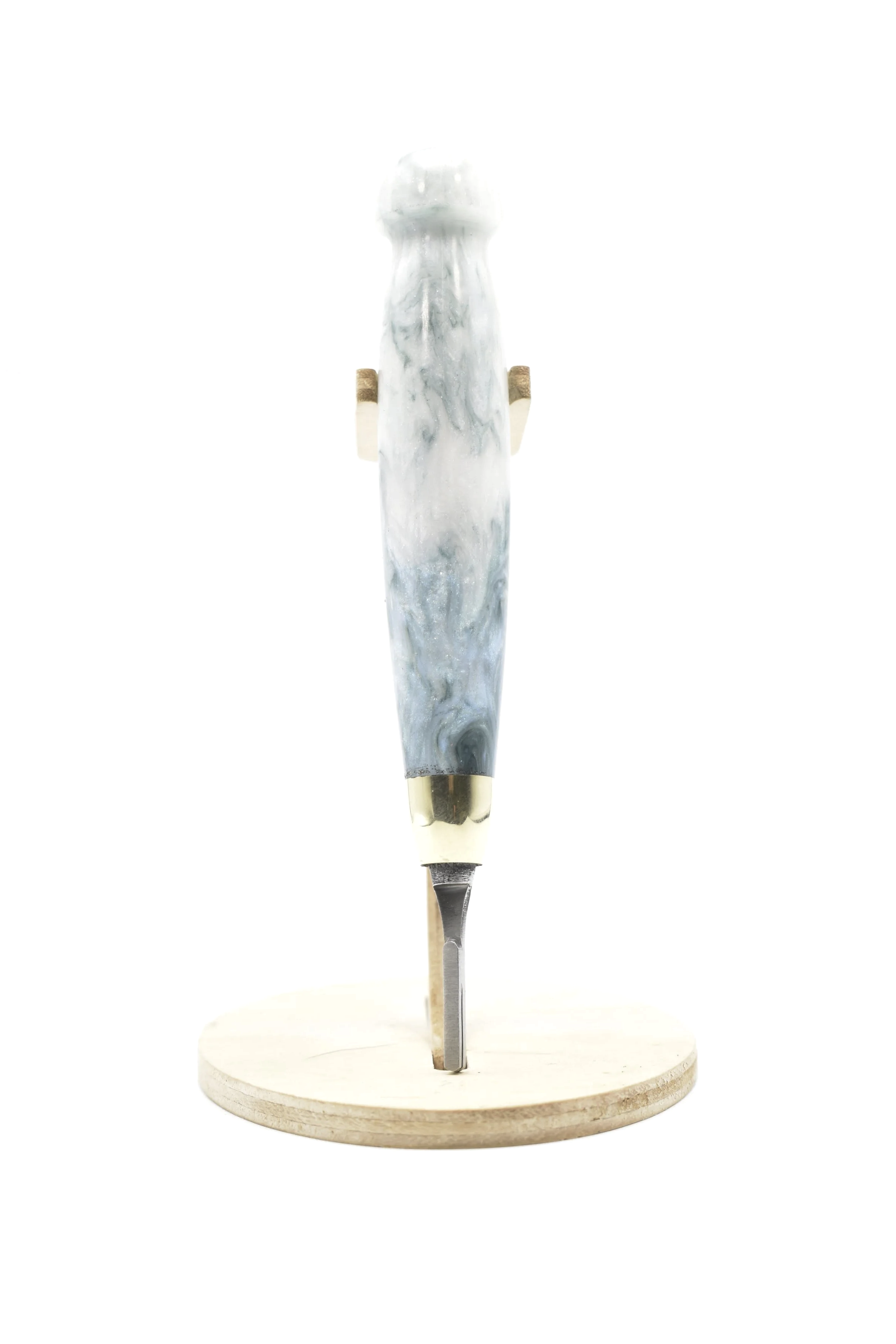 #3 Round Handle Scalpel – White & Silver Gray Marbled Resin