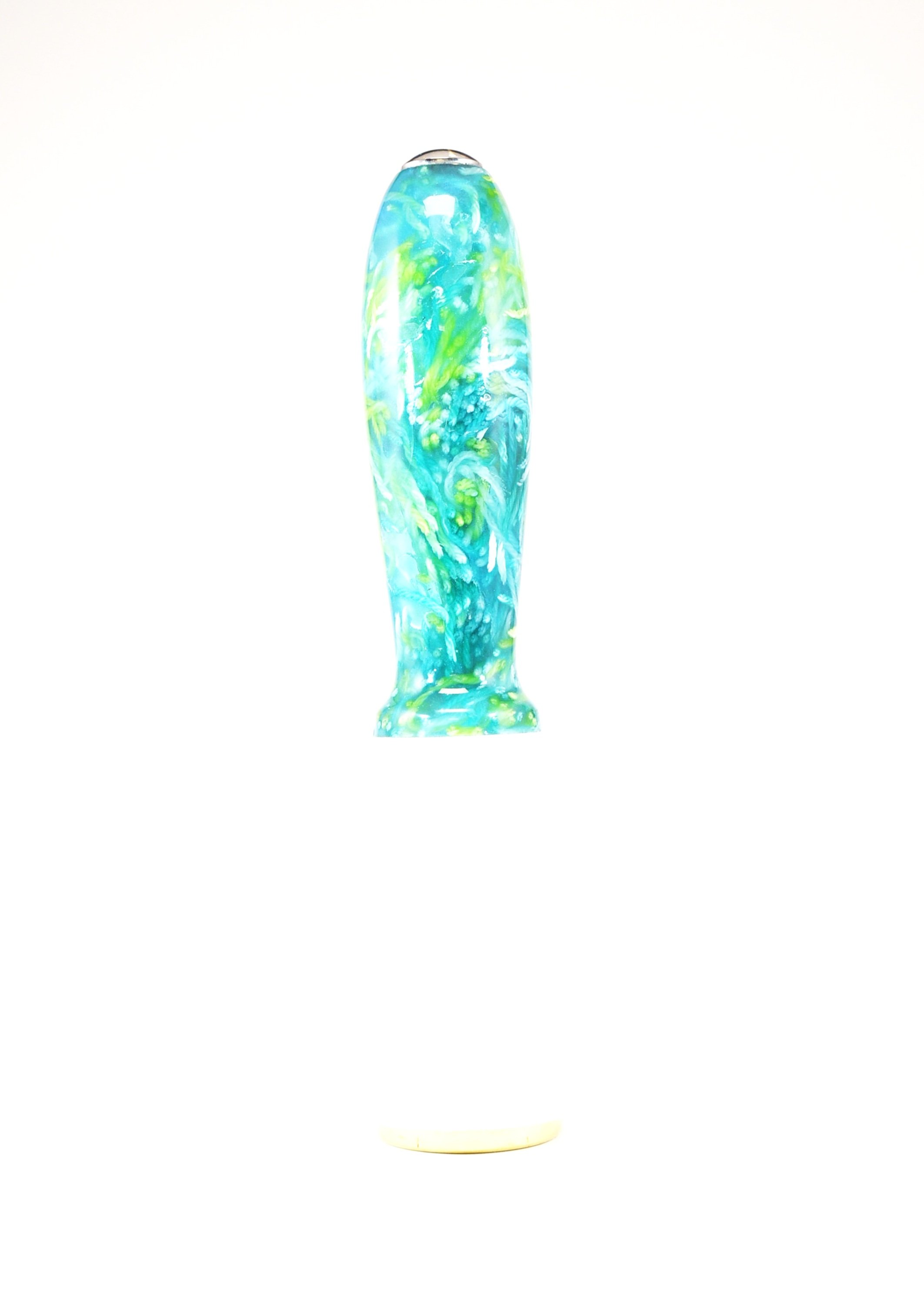 12oz Tapered Maul with Yellow and Green Yarn Transparent Blue Resin Handle