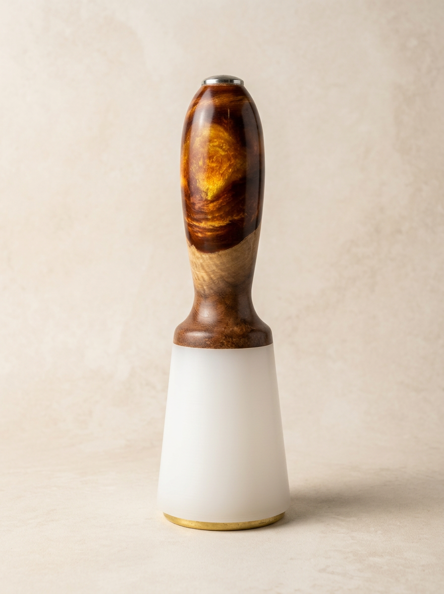 18oz Tapered Maul -Red Mallee Burl with Red, Orange and Yellow Resin