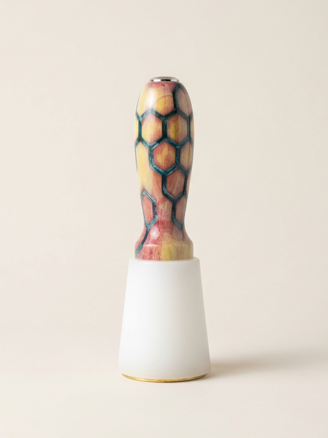 16 oz Tapered Maul – Pink-Dyed Stabilized Poplar & Turquoise Honeycomb Resin