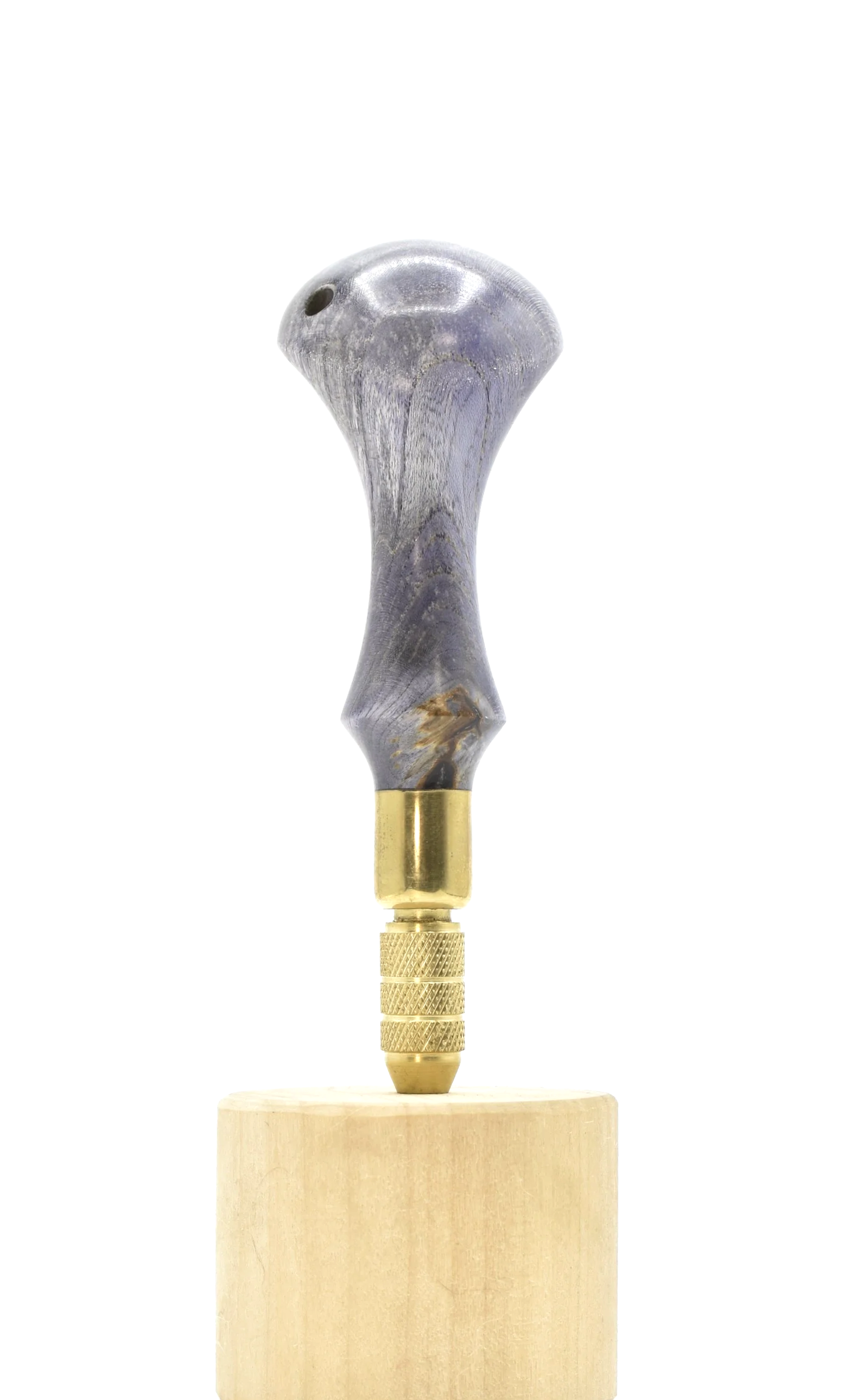 Palm Fitter Awl Haft – Blue Dyed Stabilized Hackberry