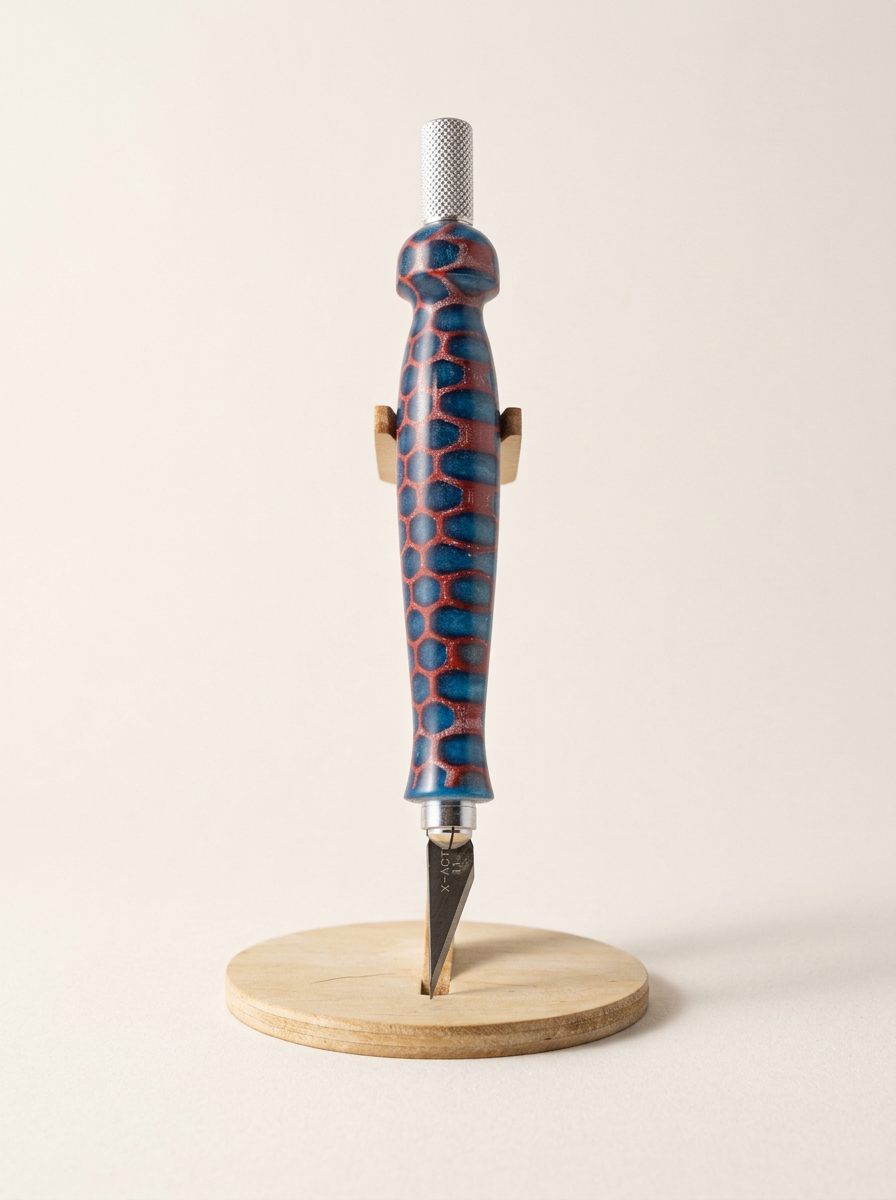 Craft Knife – Red Honeycomb and Blue Resin