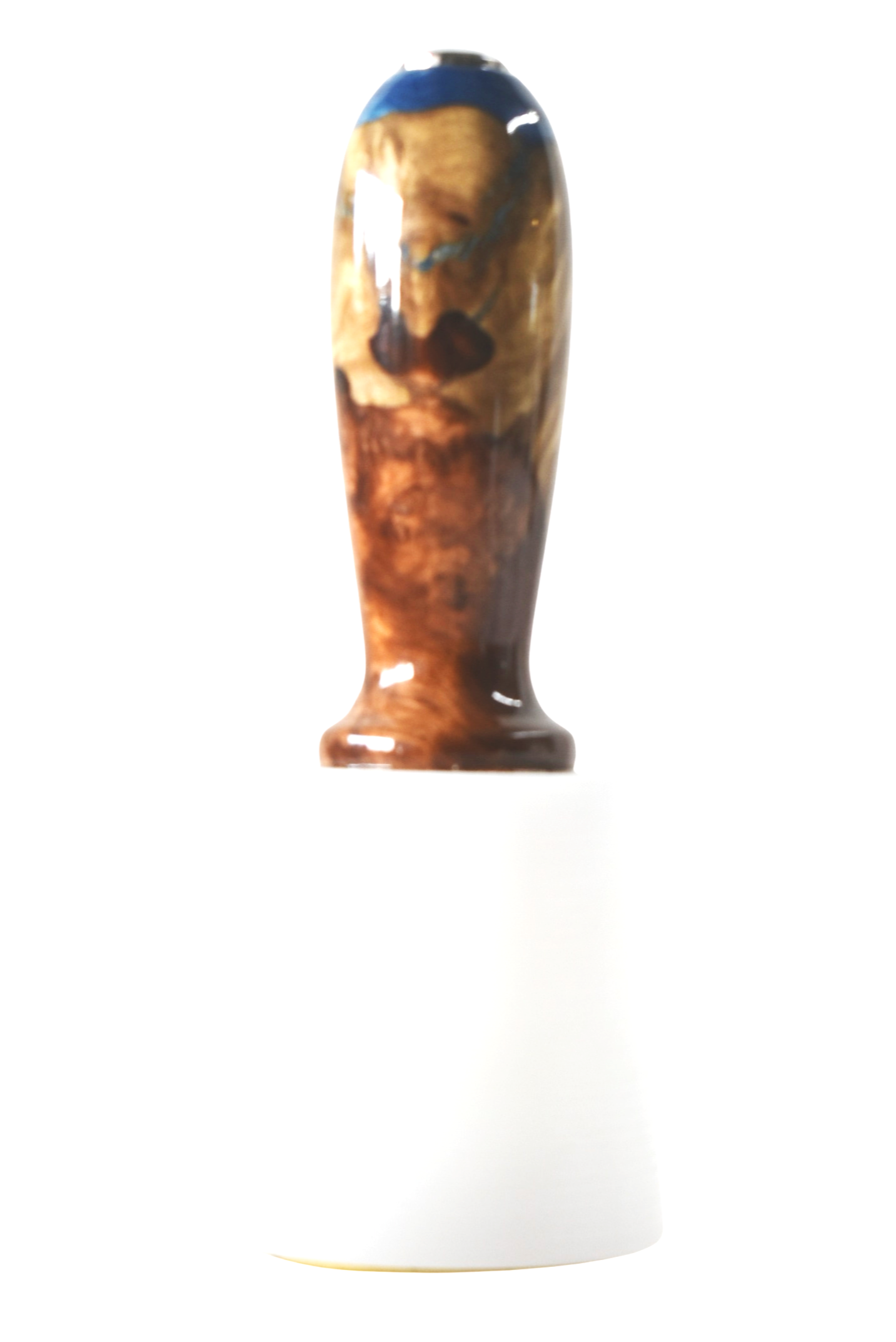 20oz Tapered Maul Amboyna Burl Sky Blue Resin
