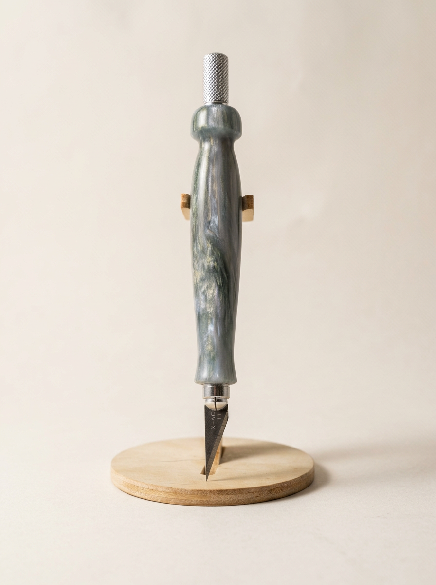 Craft Knife – Blue Gray Marbled Resin
