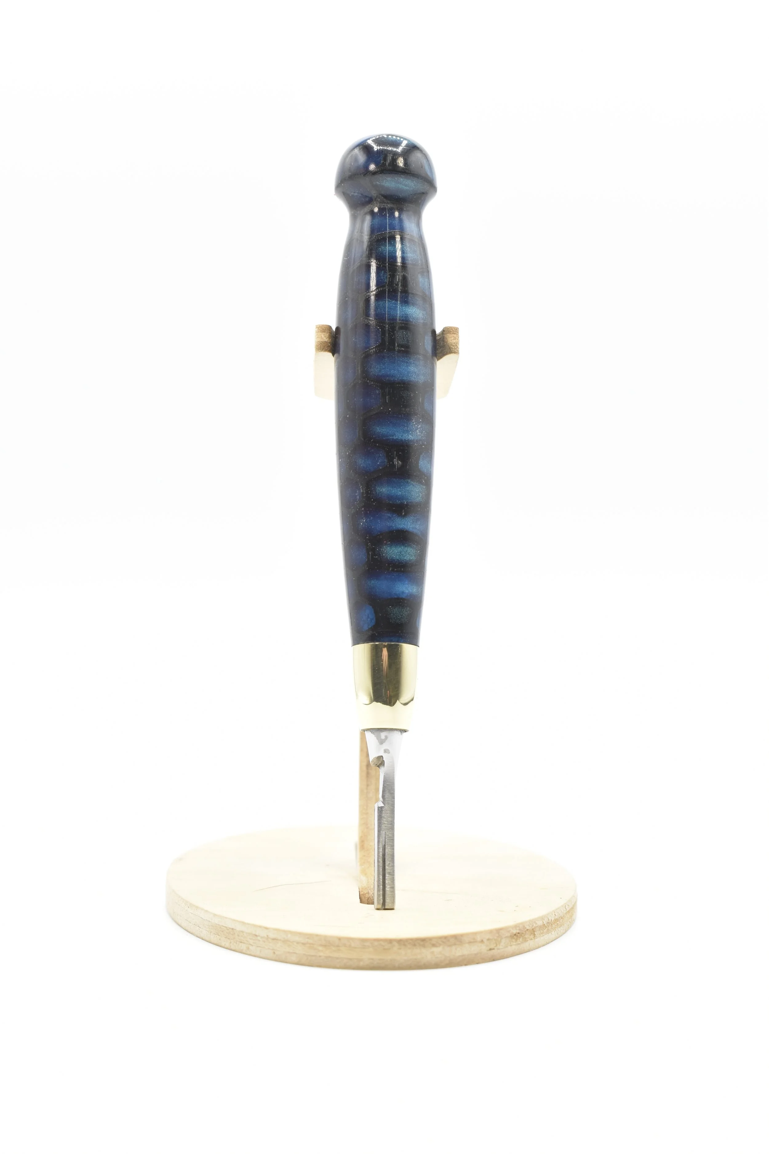 #3 Round Handle Scalpel – Black Honeycomb & Dark Blue Resin