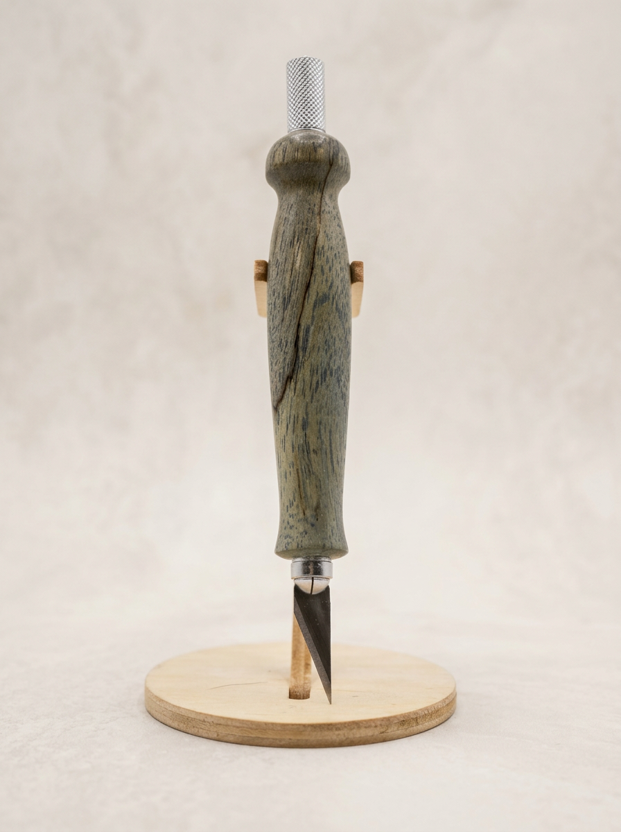 Craft Knife – Blue Green Dyed Spalted Hackberry