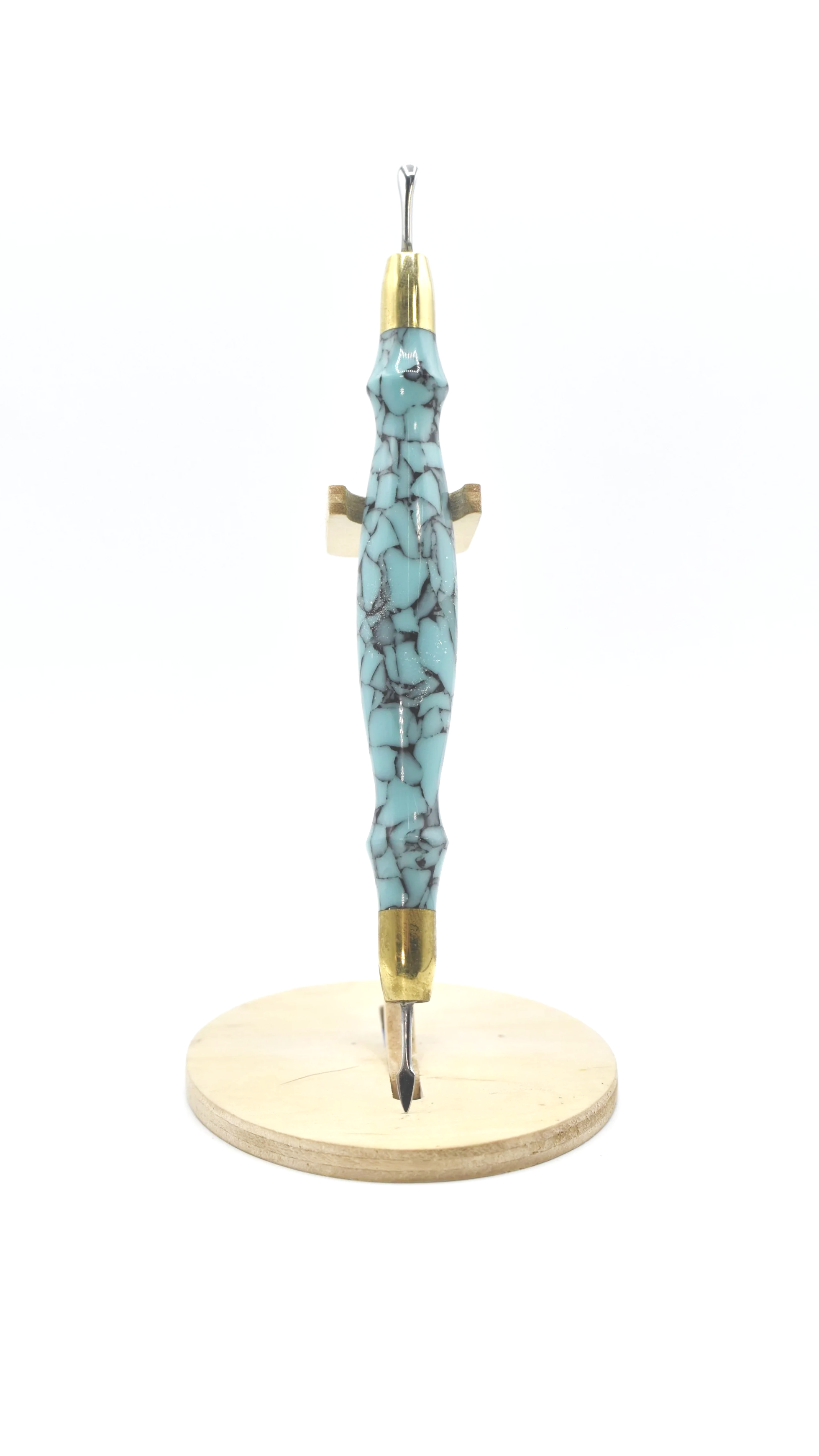 Leather Modeling Spoon –Faux Turquoise Handle with Extra-Small Spoons