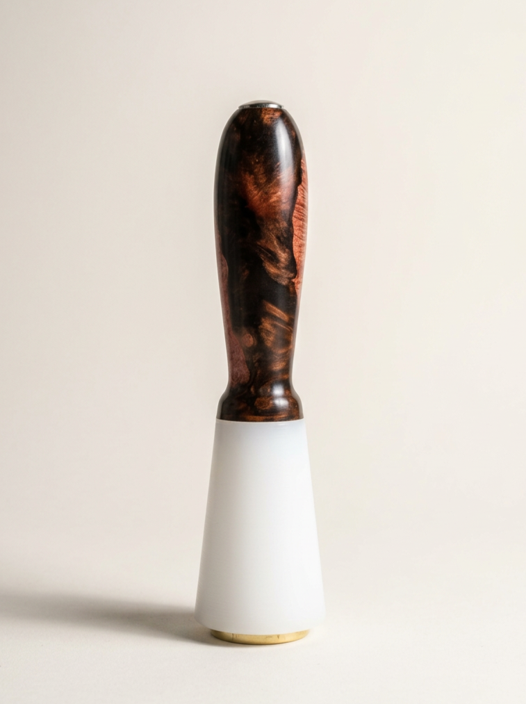 12 oz Tapered Maul – Red Maple Burl, Copper & Black Resin