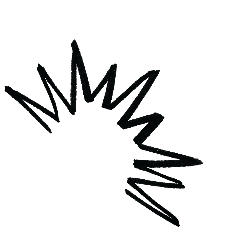 Black jagged lines creating a spiky circular pattern on a white background.